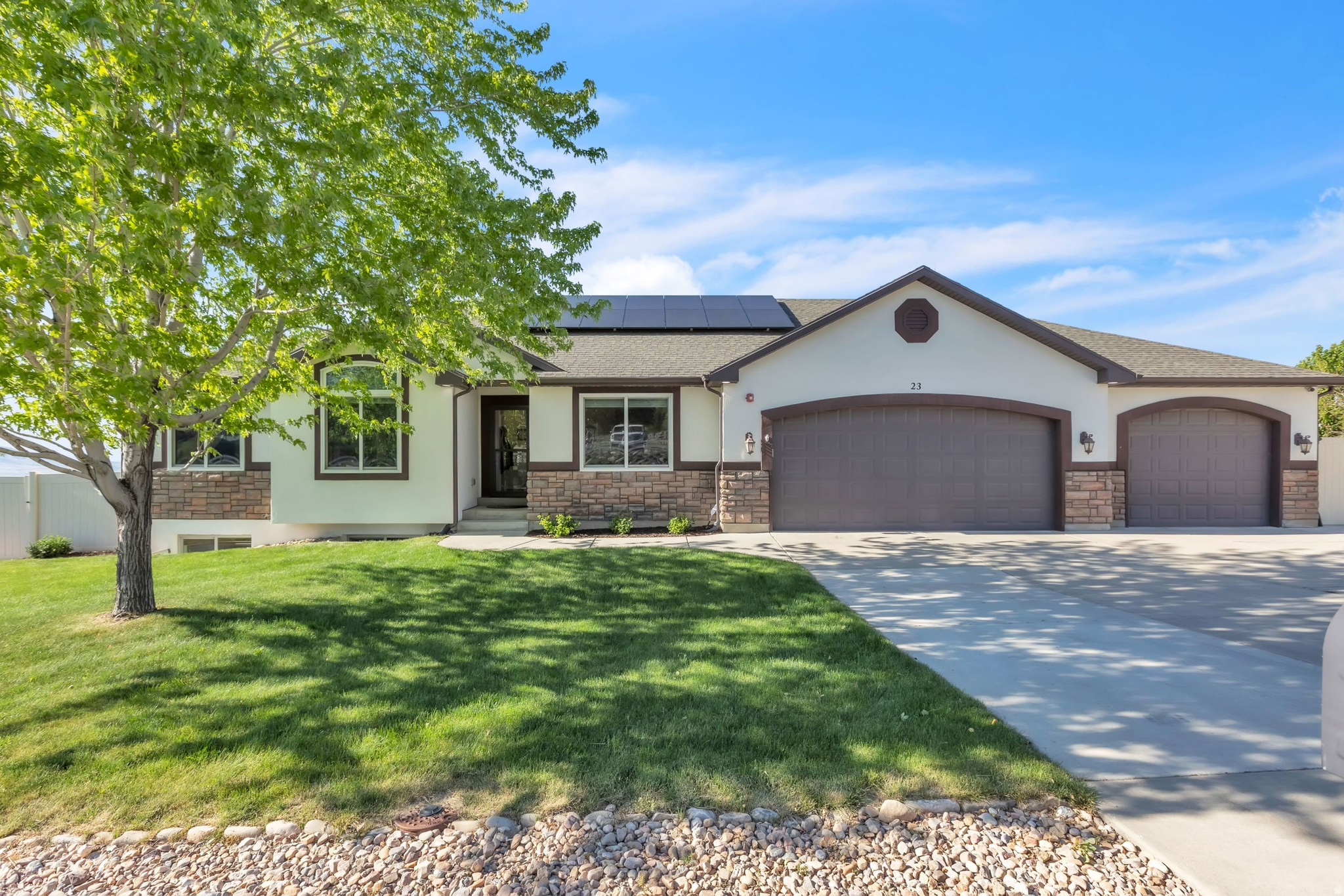 Panoramic valley, lake and mountain views! Five acre Shuler Park directly across the street! 1/3 acre lot with fully finished rambler. Carpet and countertops updated recently, as well as amazing back yard deck! Extra deep third car garage, RV parking, South facing frontage means more snow melt in the Winter on the driveway and front door. Light and bright throughout, with vaulted ceilings, huge master bedroom on the main floor. Solar was paid for and installed September of 2016, and makes average monthly electric bill around $100. Exterior of home was painted in 2021. Garage has 240V plug. Be sure to do the 3D walk through and schedule a showing today!