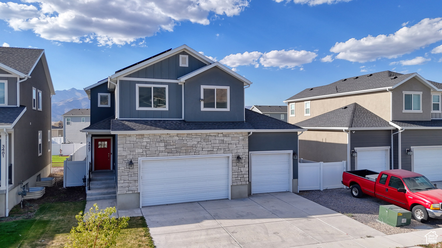 Discover a fantastic opportunity to own this beautiful 3 bedroom, 2.5-bathroom home, packed with desirable features and options! This home features a massive 3-car garage, perfect for extra storage or your hobbies. Enjoy the convenience of a fully fenced yard, ideal for pets and outdoor fun, and a large primary suite with double sinks and two closets, offering plenty of space and privacy. With solar panels to help keep your energy costs down, this home is not only a comfortable choice but also a smart one. Don't miss out on this opportunity. You can make this fantastic home your own!
