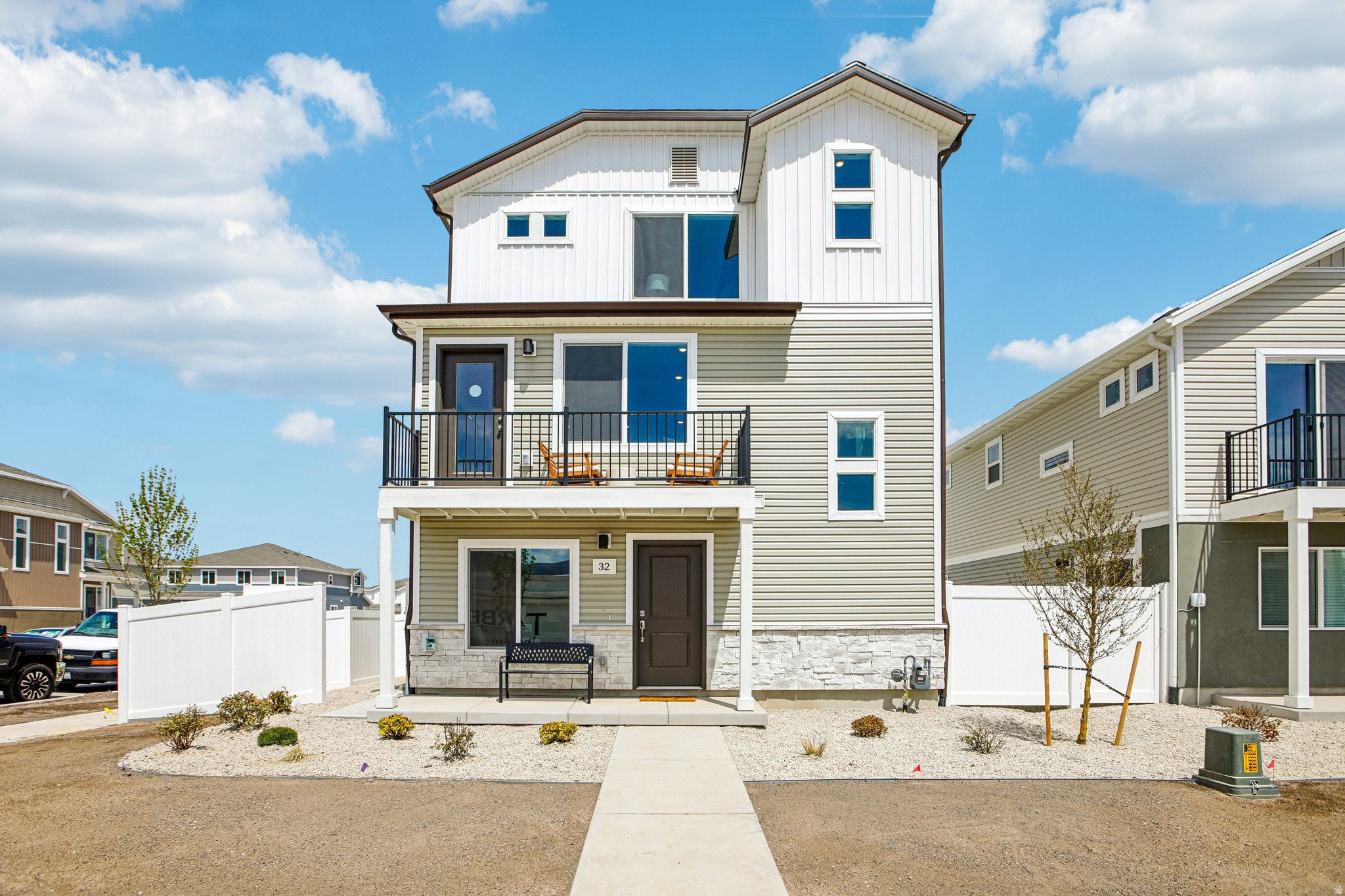 The Rand is a three-story home offering 1,643 square feet of flexible, open-concept living space with up to 4 bedrooms, 3.5 bathrooms, and an oversized 2-car garage. Inside, expansive windows fill the home with natural light, highlighting a well-appointed kitchen with a dining island and stainless-steel appliances. The exterior boasts standout curb appeal with a welcoming front porch and a balcony. Wander is a family-friendly community on the north shore of Utah Lake, featuring proximity to parks, trails, shopping, and top-rated Alpine School District schools. Located 5 miles from I-15, the neighborhood offers easy access to recreation and entertainment in the Thanksgiving Point area. (Photos are of another home in another community. Rand Homesite 369)
