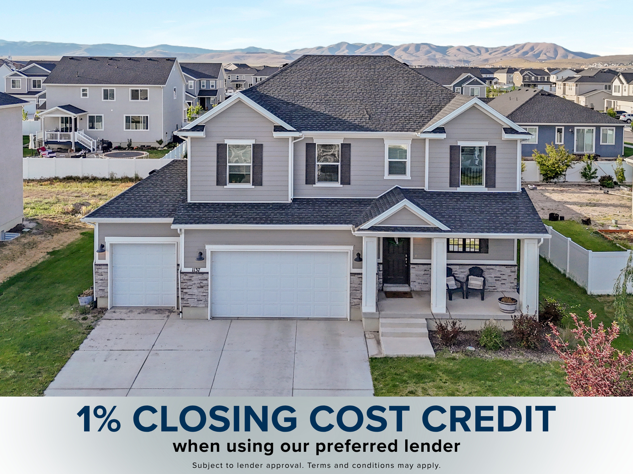 ** 1% lender credit from preferred lender available** Welcome to 1137 Postmark Place, where modern design, generous living spaces, and everyday functionality come together in one of Eagle Mountain's growing communities. Offering 3,561 square feet, 5 bedrooms, 3.5 bathrooms, multiple gathering spaces, and a finished basement, this home provides the flexibility today's buyers are looking for.  The heart of the home is the stunning chef's kitchen featuring quartz countertops, an oversized center island, abundant cabinetry, stainless steel appliances, double wall ovens, and a convenient butler's pantry that adds both storage and prep space. The open concept layout flows seamlessly into the spacious family room, creating an ideal setting for entertaining, holidays, or everyday living. Upstairs, you'll find a versatile loft that can serve as a home office, play area, media space, or workout room. The spacious primary suite offers a relaxing retreat complete with a large ensuite bathroom featuring dual vanities, a separate shower, and a generous walk-in closet.  The fully finished basement expands the living space even further with two additional bedrooms, a full bathroom, and a large recreation room perfect for movie nights, gaming, hobbies, or hosting guests. Additional highlights include upgraded finishes throughout, bright and airy living spaces, ample storage, a 3-car garage with EV charging station, and thoughtfully designed living areas that adapt to your lifestyle. Conveniently located near schools, parks, trails, shopping, and outdoor recreation, this home offers the space, functionality, and modern amenities that make everyday living easy. This is the kind of home that gives everyone their own space while still bringing everyone together.