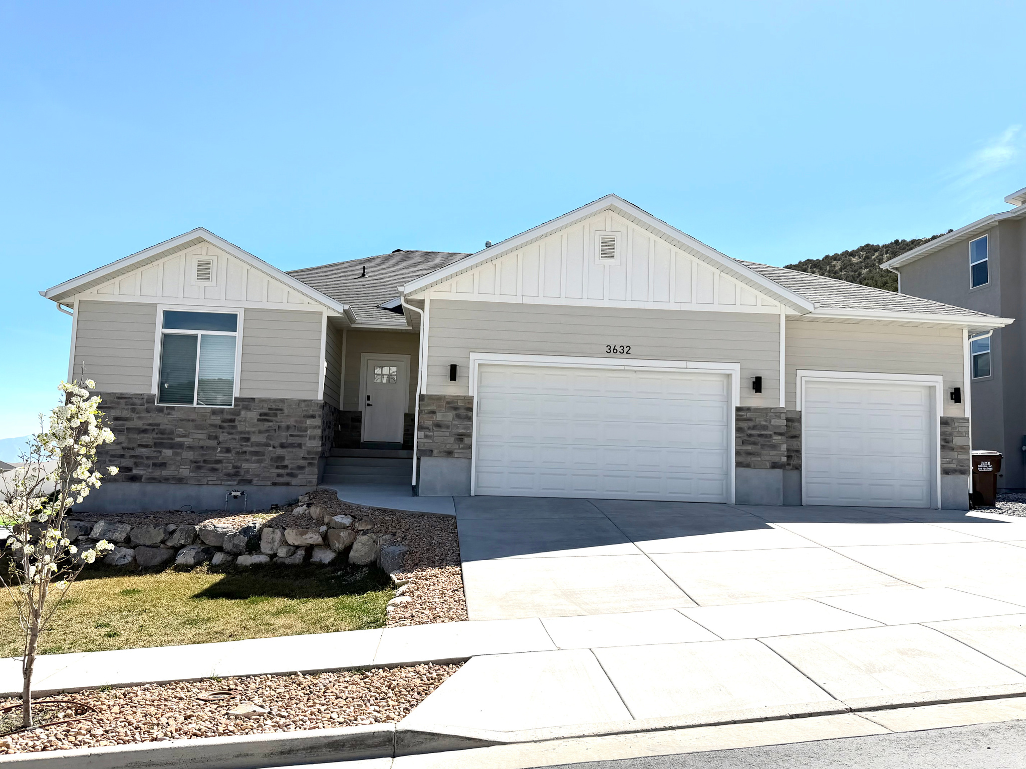 Did someone say, "No HOA!!" You heard that right! New construction that's closer to Saratoga Springs than most of Eagle Mountain (although city limits are within Eagle Mountain). This tastefully upgraded home has tiled showers, quartz countertops throughout, 10' X 16' covered deck, a walkout basement that is plumbed for two more full bathrooms (to make a second master suite) a kitchen AND you get to do what you want to your home and yard without being controlled by the neighborhood HOA. What else could you want!? Photos are of virtual staging AND how you'll see it in person. * All information herein is deemed reliable, but buyer / buyers agent is encouraged to verify all information. Square footage figures are provided as a courtesy estimate only and were obtained from builder.