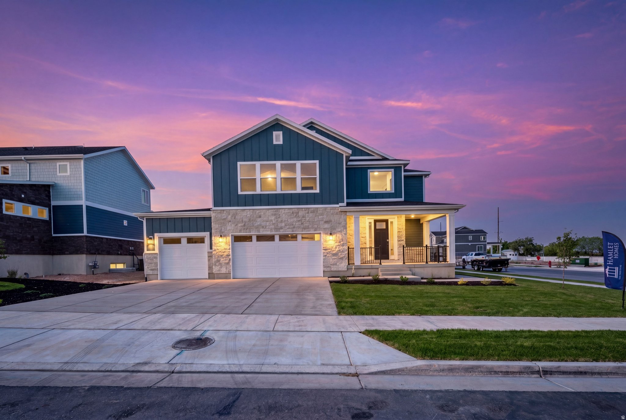 Stunning Dylan by Hamlet Homes with a full finished basement apartment-complete with kitchen, living room, 2 bedrooms, bath, and laundry. Perfect for rental income or multigenerational living. Open and bright main level with modern kitchen and spacious bedrooms upstairs.  Ask about our 5.25% rate buy-down with a preferred lender.