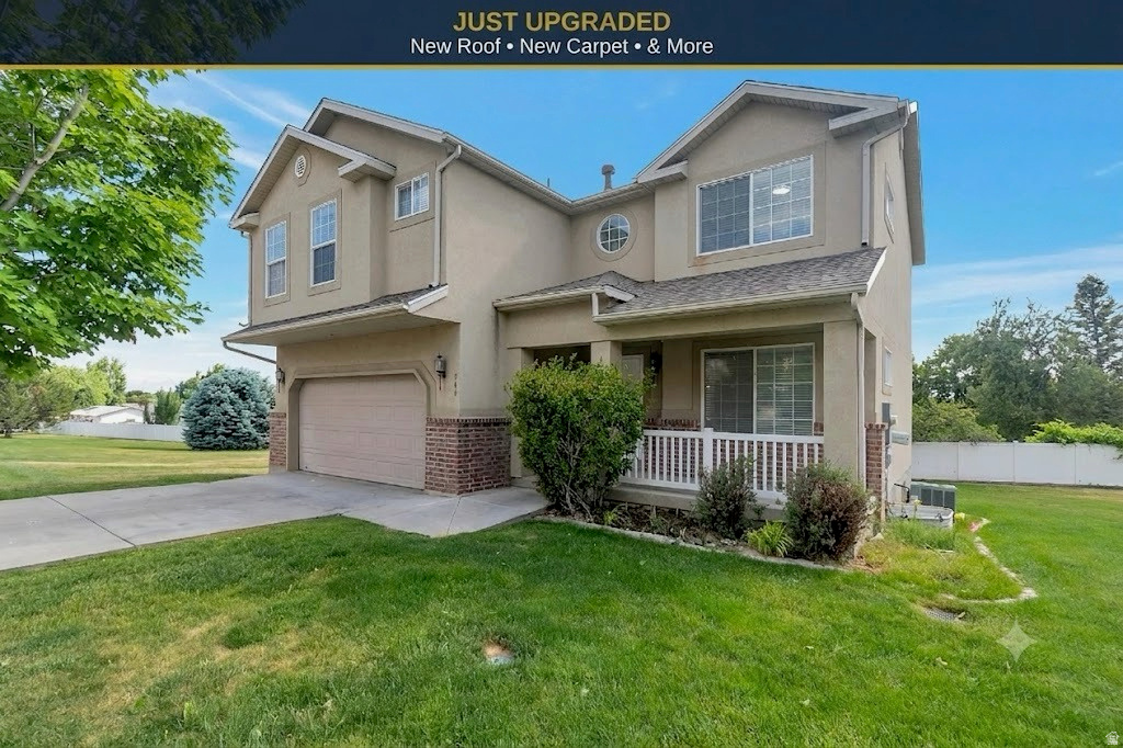 Don't miss this rare opportunity to own a fully renovated 7-bedroom home in the highly desirable Apple Grove community-the largest floor plan available and completely move-in ready.  This spacious home has been updated from top to bottom with new white kitchen cabinetry, quartz countertops in all bathrooms, new carpet, luxury vinyl plank flooring, tile flooring in every bathroom, modern lighting fixtures, and new toilets and faucets throughout. A brand-new roof provides added peace of mind for years to come.  The fully finished daylight basement features two additional bedrooms and a full bathroom, making it perfect for guests, teenagers, multi-generational living, or a home office setup.  The main level offers an updated kitchen with granite countertops, a cozy gas fireplace with insert, and an open-concept great room designed for comfortable living and entertaining. Upstairs, you'll find five bedrooms, including a spacious primary suite with a jetted tub and walk-in closet.  Enjoy low-maintenance living with HOA-covered exterior landscaping. Community amenities include a playground, pavilion, BBQ areas, and scenic walking and biking trails. Beautiful mountain and lake views enhance the home's appeal.  Additional features include a 2-car attached garage and an extended private driveway. Finding a 7-bedroom home in Pleasant Grove for under $700,000 is exceptionally rare-schedule your showing today.  The HOA permits backyard fencing. Square footage is provided as a courtesy based on county records; buyers are advised to independently verify all information.