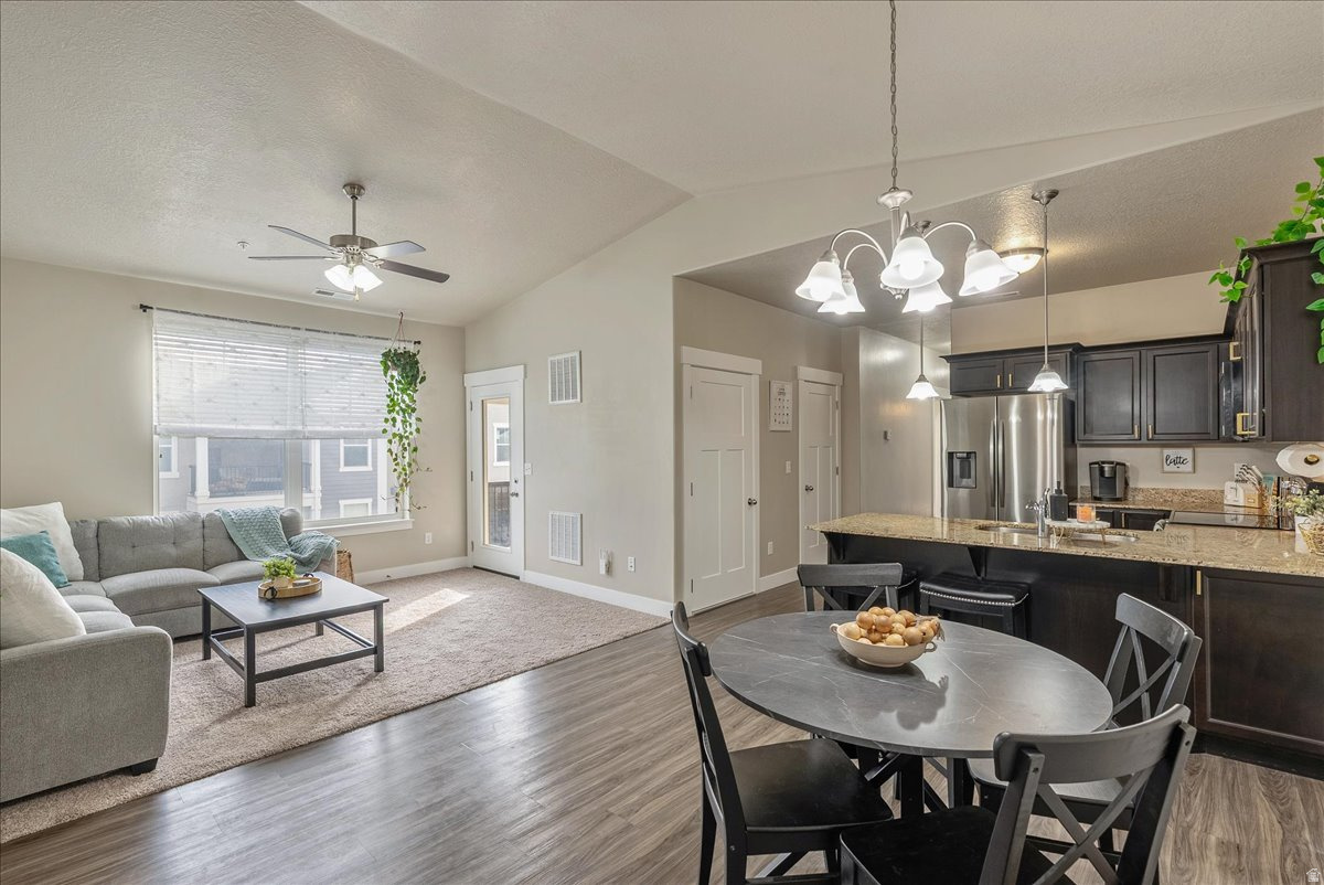 Now offering a 1% Closing Cost Credit when using our preferred lender. Welcome home to this beautiful top-level 3-bedroom, 2-bath condo in the heart of Herriman! Bright, open, and inviting, this well-maintained home offers comfortable living. The spacious floor plan features a welcoming living area, outdoor balcony, a functional kitchen perfect for entertaining, and generously sized bedrooms including a relaxing primary suite with its own private bath. With the unit being located closer to the clubhouse, enjoy all the HOA amenities including pool, playground, half basketball court, and an abundance of walking trails. Experience the convenience of living in a wonderful community just minutes from shopping, dining, and entertainment-including nearby restaurants, retail, and entertainment. Whether you're commuting, running errands, or planning a night out, everything you need is close by.  With its great layout, comfortable living spaces, and unbeatable location, this condo is the perfect place to call home! Square footage figures are provided as a courtesy estimate only and were obtained from County Records. Buyer is advised to obtain an independent measurement.