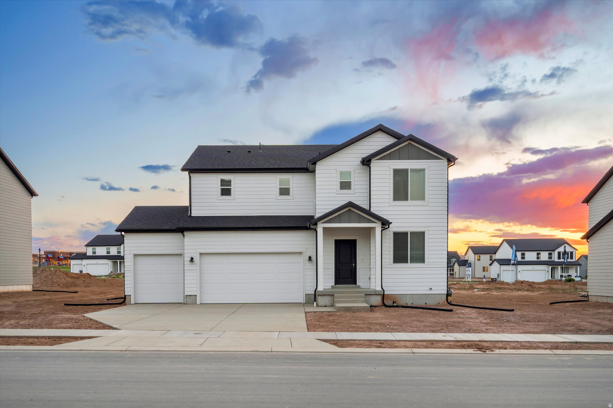 This home features a seamless great room and kitchen designed for easy entertaining, plus an unfinished basement with room to grow. Upstairs, relax in the primary suite with a spacious bathroom & walk-in closet. Move in ready with a washer, dryer, fridge and blinds throughout! Total home approx. sq. ft 3,411.