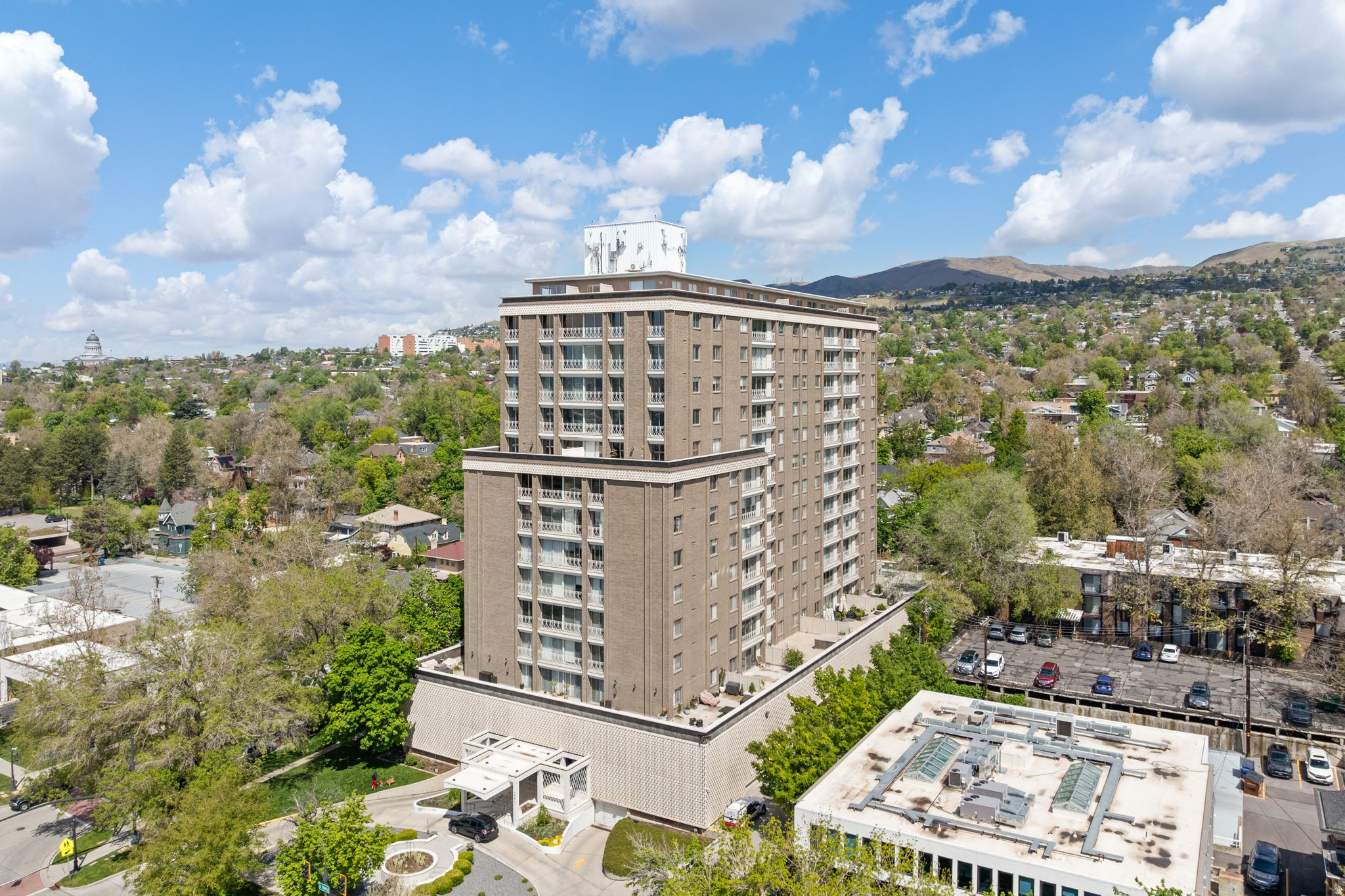 The iconic Bonneville Tower offers true urban living just minutes from downtown and the University of Utah. This light-filled, east-facing 2-bed, 2-bath condo features floor-to-ceiling windows with stunning mountain views. Thoughtfully maintained, the home blends the building's original character with tasteful updates, including newer carpet and paint. Enjoy effortless access to Salt Lake's vibrant dining scene, expanding sports and entertainment district, shopping and nearby parks. Tucked in a charming neighborhood with secure access, this residence delivers comfort, convenience, and peace of mind in one of the city's most storied buildings. Don't wait. This is an exceptional opportunity at an attractive price point.