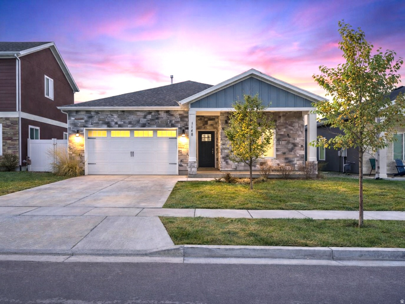 Priced $26k BELOW property tax assessment value!! Backyard landscape will be completed this month. Wake up to mountain views and enjoy effortless single-level living in one of Heber's most desirable neighborhoods. This move-in ready home combines modern style with everyday comfort, featuring luxury vinyl flooring, a gas fireplace, quartz countertops throughout, and a bright white kitchen with a gas range and double ovens. The spacious primary suite offers dual vanities and a private retreat feel, while the open layout makes entertaining and relaxing easy. Step outside to walking trails just beyond your backyard and a nearby community playground, perfect for enjoying the outdoors year-round. Complete with a 2-car garage and priced as the lowest in the neighborhood, this is a rare opportunity to own in this community without overpaying. Homes at this value don't last long.   Listing details/figures are provided as a courtesy estimate only. Buyer is advised to obtain an independent measurement.