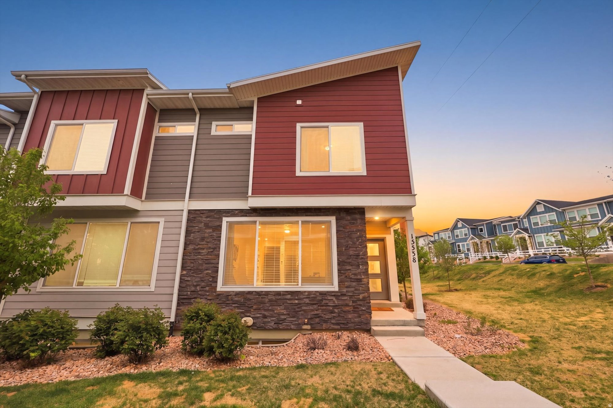 **NEW Price Improvement!** priced to sell! Welcome to this beautifully maintained end-unit townhome in Bluffdale's Independence at the Point community - where modern comfort meets low-maintenance living. Enjoy an open-concept layout flooded with natural light, a spacious kitchen with quartz countertops, and the added bonus of extra windows and privacy that only an end unit can offer. Upstairs you'll find three generously sized bedrooms, a primary suite with a walk-in closet, and conveniently located laundry - everything thoughtfully placed where you actually need it. Your HOA does the heavy lifting: internet, snow removal, front yard landscaping, and access to community parks and picnic areas are all covered. Spend your weekends enjoying the home, not maintaining it. Ideally positioned minutes from I-15, Mountain View Corridor, and the booming Silicon Slopes tech corridor - this one checks every box. Come see it before someone else does.