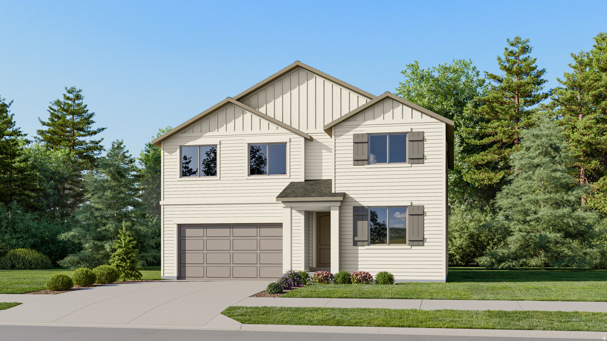 Parkway Fields - 4109- Laurel. Receive up to $20,000 towards closing costs when financing with our preferred lender! Estimated completion in September. This plan features 4 bedrooms, 3 bathrooms, and a full, unfinished basement! On the main floor, you will find a spacious family room, a large kitchen with white craftsman style cabinets, white quartz countertops, guest bedroom with full bathroom, and stainless steel appliances including gas range and refrigerator. The second floor has 3 bedrooms including the owner's suite, and a secondary full bathroom. Square footage figures are provided as a courtesy estimate only and were obtained from builder. Buyer is advised to obtain an independent measurement. Interior photos are of same style of home but not actual home.