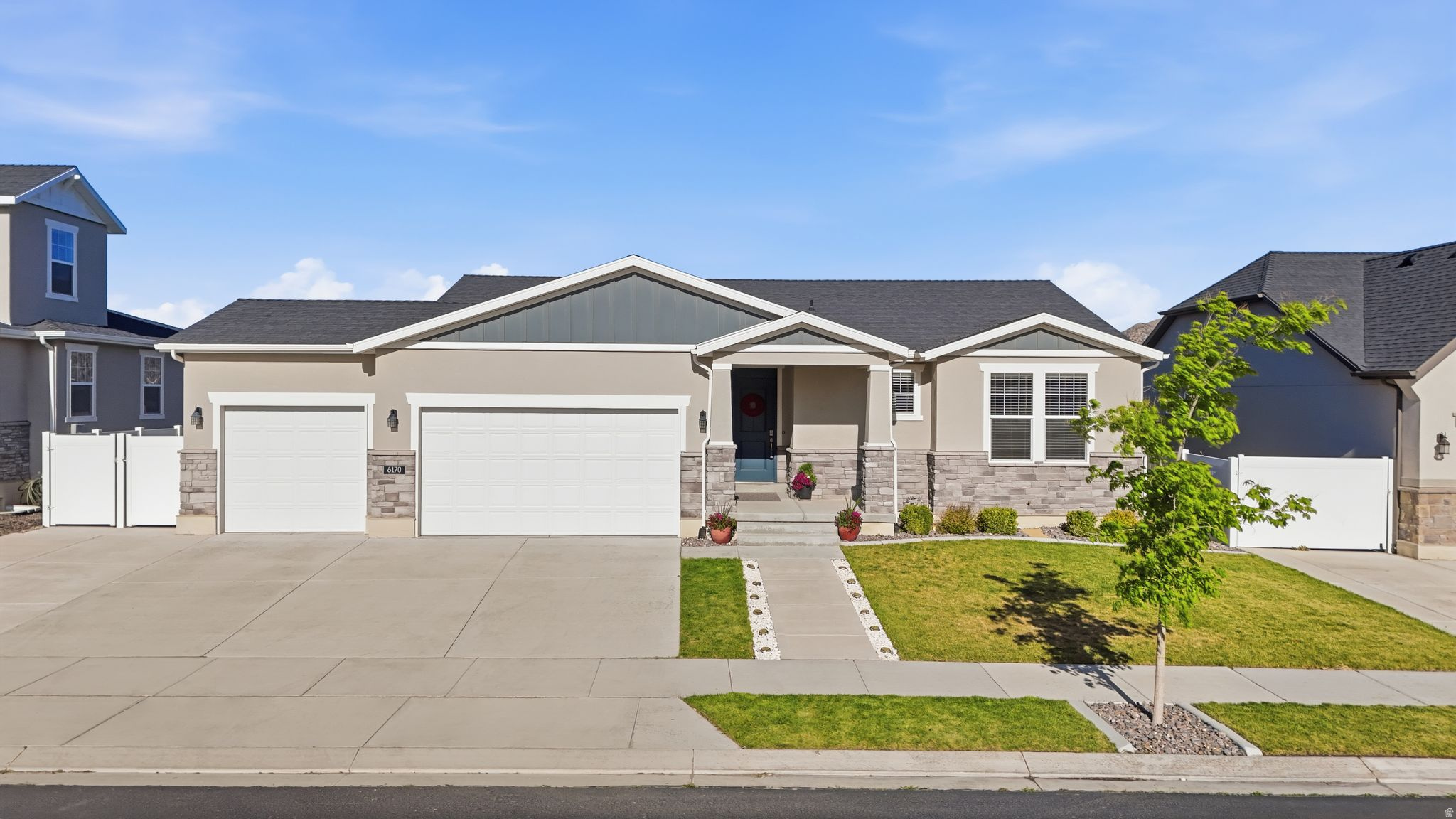 Welcome to Overland one of Eagle Mountain's most LOVED communities!  This stunning single-family home features 6 bedrooms, 3 bathrooms, and a rare 3-car garage with tons of storage throughout. The kitchen is packed with an incredible organization system and storage solutions that make cooking feel effortless. The open-concept layout creates the perfect flow for entertaining and everyday living, while the spacious primary suite on the main floor features a large bathroom with Duel shower heads and Quartz finishes with double sinks, glass shower and a walk-in closet you'll absolutely love. Downstairs you will find large bedrooms, a Kitchenette and space for Movie night with Surround Sound and setup for projector. Step outside to your gorgeous backyard with NO backyard neighbors, a beautiful deck perfect for morning coffee, summer nights, and watching the sunrise over the mountains.  Located in the heart of Overland, this neighborhood is packed with amenities including pump tracks, a community pool, clubhouse, parks, trails, and endless space for kids to play and explore. Homes like this in Overland don't come up often! Schedule your showing TODAY!