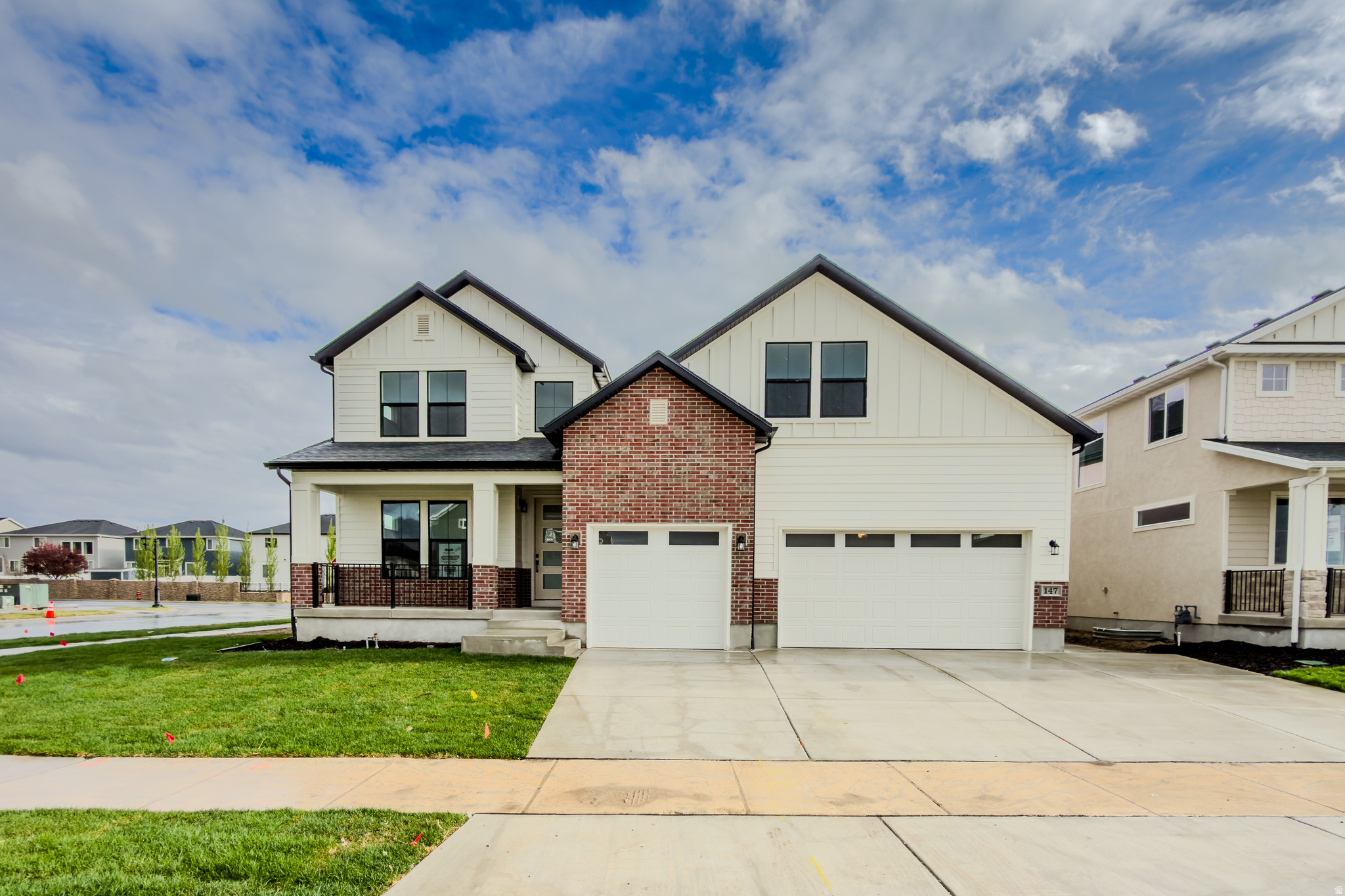 New home almost complete, incredible trim work, note 3 beds in basement, Quartz tops, fireplace, main floor master, great area.   Square footage figures are provided as a courtesy estimate only and were obtained from Building plans .  Buyer is advised to obtain an independent measurement.