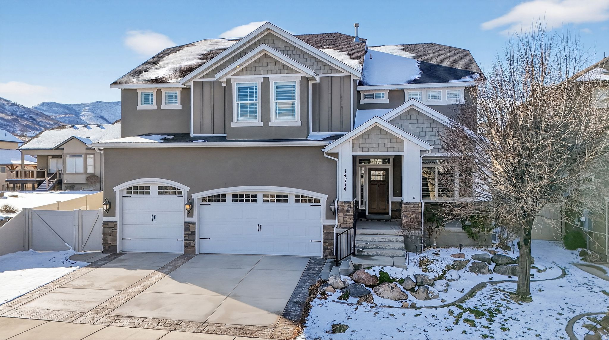 This beautiful home in the coveted Rosecrest community of Herriman is an entertainers dream. This home features an almost fully finished basement with a media room, full bathroom, an under stairs playhouse, a fireplace and plenty of storage. The main floors have modern lighting, beautiful hardwood floors, a fireplace and a second floor laundry. The modern kitchen has an expansive island and a large walk in pantry. Updated with many custom touches, this home is a must see!