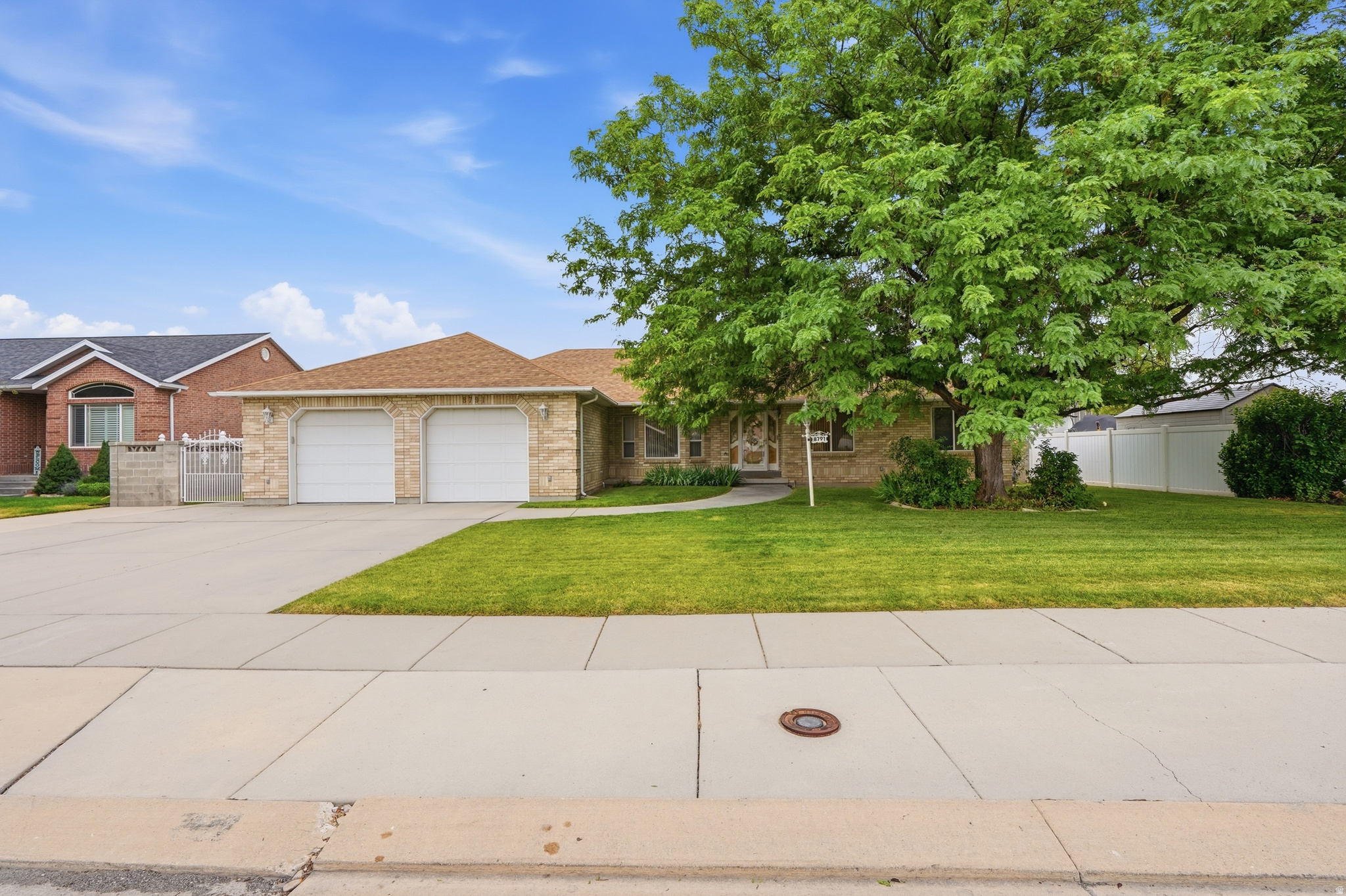 Who doesn't want a large well maintained brick rambler in an excellent neighborhood?  You will be amazed with what this home has to offer! Buyers looking for one level living will find just that and more here. The primary bedroom offers a walk-in closet and its own bathroom with a large shower. This home features a nice size pantry in the kitchen, main floor laundry with a second laundry roughed in the basement. Also roughed for a future kitchen or possible income property. The basement offers 3 fully finished bedrooms with large closets, and a gorgeous bathroom. The unfinished portion of the basement is a clean slate with high ceilings for you to design and create as you please. Other features you won't want to miss include a clean extra wide 2 car garage, an amazing covered patio, large fully fenced backyard , radiant heated floors on the main level along with forced air up and in the basement.    Square footage figures are provided as a courtesy estimate only and were obtained from county records.  Buyer is advised to obtain an independent measurement.