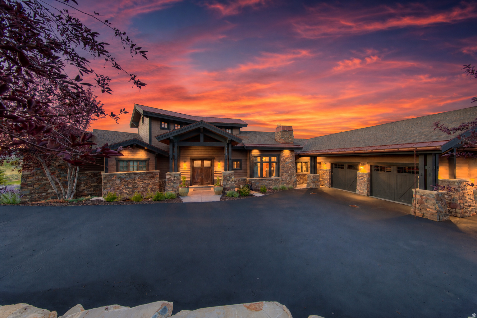 New Paint & Staged - Golf-Frontage Upper Promontory Home With Full Golf Membership Available! Bypass the years-long Promontory golf membership wait list! If you're looking for a timeless transitional mountain home in Promontory's distinguished Wapiti Canyon area, look no further than this best-buy home! Approximately 7160 sq ft, this home is perfectly situated for gracious living indoors and out. The upper and lower-level decks/patios enjoy afternoon shade all summer long, so you can relax and watch the action on the 14th hole at Promontory's Dye course without getting pounded by the hot western sun. The 1.29 acre lot enjoys terrific privacy and is right next to the entrance to Pinnacle's gate. Two main level primary suites--plus an additional grand suite downstairs make this a home where nobody feels short-changed by their guest accommodations! This home enjoys excellent golf course views, and has a luxurious home office on the main level. Enjoy 6 fireplaces, quality finishes, and uncommon elbow room. Lower-level features media room, wine room, bunk room, wet bar, and a cozy hearth room that walks-out to the patio. Preferred ''downhill'' floor plan offers easy main-level living. Large garage and expanded storage areas help make this home live like the perfect mountain home! New exterior upgrades include the large stone patio, fire table, and stone steps. Full Promontory Golf membership available, but not included in the offered price. All listing information, while deemed accurate, should be verified by Buyer to Buyer's own satisfaction. Sq ft source is public records.