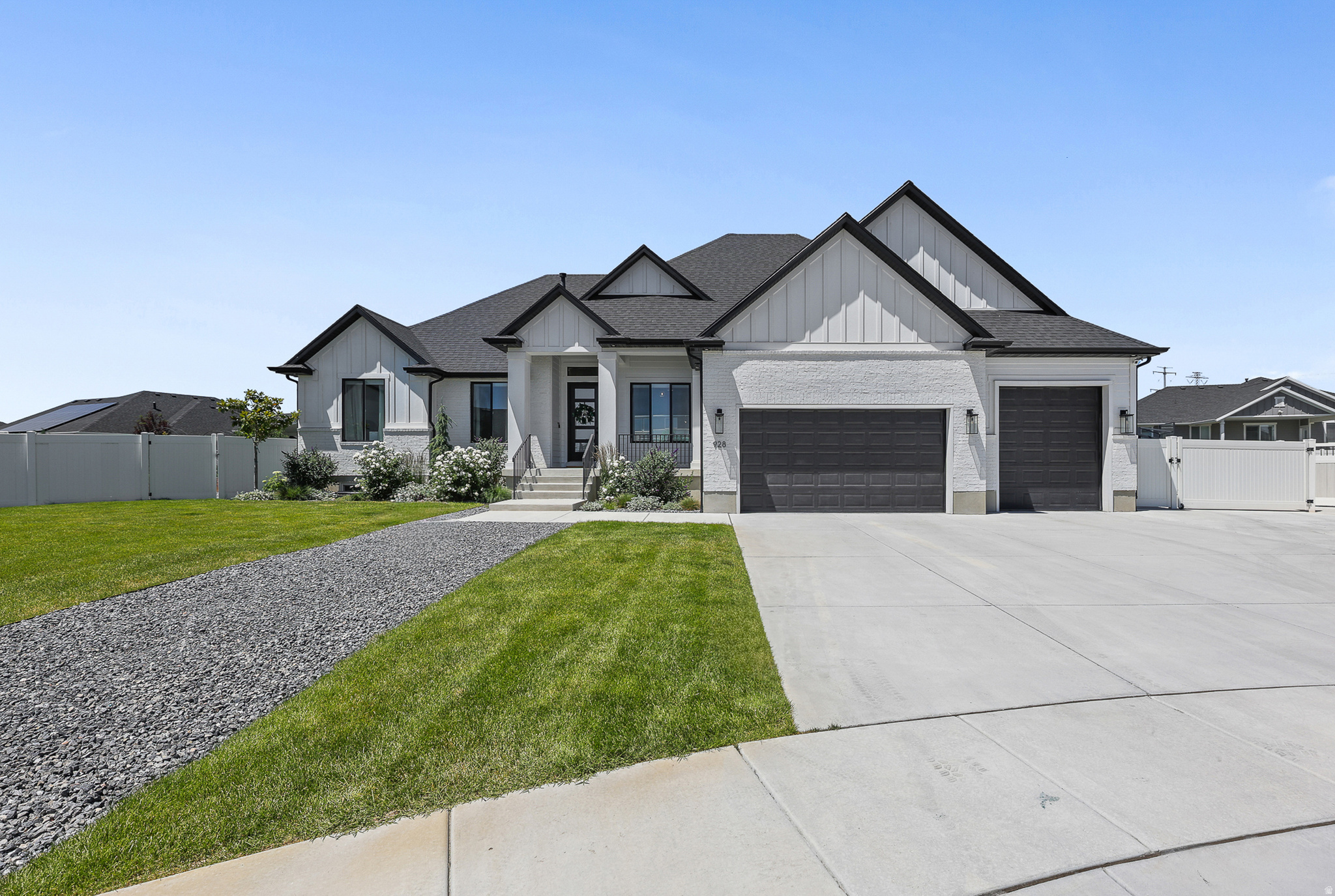 Built in 2022 by Castle Creek Homes, this stunning residence blends Modern Design with exceptional functionality on a fully finished acre lot in the Layton Parke subdivision * Located at the Head of the cul-de-sac, you'll notice the grand appearance once you pull onto the street * The Highpitched vaulted ceilings create an airy, open feel the moment you step inside, leading into a spacious openconcept living room and kitchen perfect for gathering and entertaining * The gourmet kitchen features quartz countertops, white cabinetry, double wall ovens, stainless steel appliances, a generous island bar, and a large walkin pantry-a true centerpiece for everyday living * The Main Floor offers 3 bedrooms and 2.5 bathrooms, including a beautifully designed primary suite * Downstairs, the fully finished basement adds 3 additional bedrooms, 1 full bathroom, and a large family room with roughedin plumbing for a future kitchenette, making it ideal for multigenerational living or guest space * The basement also includes a large finished closet with washer/dryer hookups and a separate entrance stairway leading to the backyard * Storage is abundant throughout the home, including a massive 4car garage and a large fenced RV/Toy pad * The expansive backyard is fully finished with white vinyl fencing and a large covered patio * The Yard also offers a gardening area and enough space to accommodate a pool, pickleball court, or other outdoor amenities-an incredible canvas for creating your dream outdoor retreat * This property delivers modern finishes, thoughtful design, and rare usable space in one of Layton's most desirable areas * Easy access to Schools, Shopping, and Highways * A Must See!!