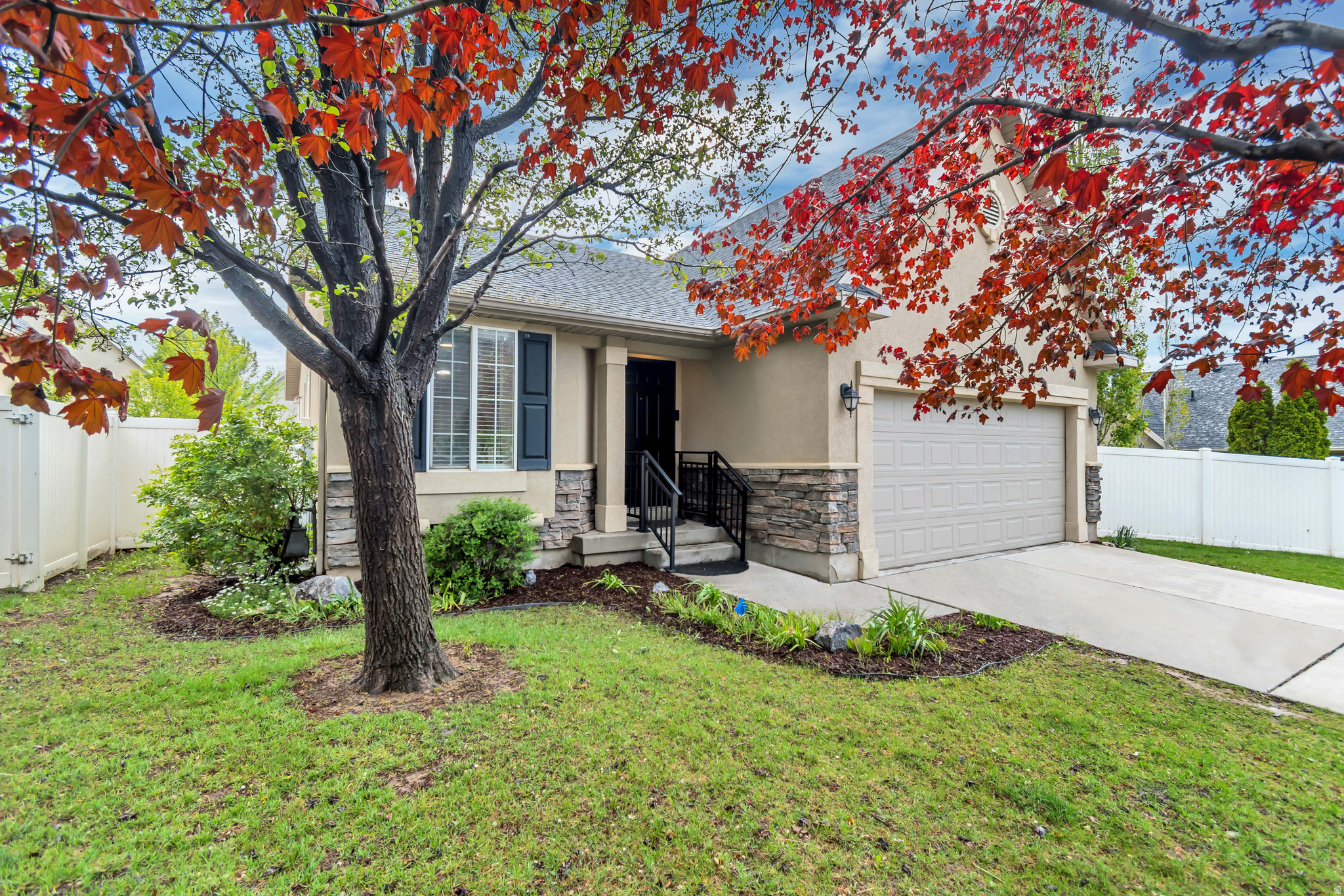 MOTIVATED SELLER - will consider all reasonable offers. ASK US HOW YOU CAN RECEIVE UP TO $5k TOWARDS CLOSING COSTS WHEN PURCHASING WITH OUR PREFERRED LENDER! Tucked into the highly desirable Pilgrims Landing neighborhood at Thanksgiving Point, this charming rambler offers the perfect blend of comfort, space, and thoughtful updates. Freshly updated with new paint and carpet, this home is bright, clean, and move-in ready! The moment you step inside you'll be greeted by great spaces - vaulted ceilings create an open, airy feel, while the spacious kitchen serves as the heart of the home-featuring a large island with generous workspace, stainless steel appliances, and plenty of room to gather.  The main level includes two comfortable bedrooms and two bathrooms, offering convenient single-level living. Downstairs, you'll find a large family room along with three additional bedrooms, a bathroom, and a dedicated laundry area - ideal for guests, hobbies, or creating the extra space you need.  Step outside to a private, peaceful backyard designed for both relaxation and entertaining. A large patio with a pergola sets the stage for summer evenings and weekend gatherings, while a storage shed adds practical convenience.  Located in a sought-after Lehi community close to parks, shopping, dining, and commuter access, this home truly has it all.  Come experience the space, comfort, and lifestyle this home offers-schedule your private showing today.  Square footage is provided as a courtesy estimate only and was obtained by county records. Buyer is advised to obtain an independent measurement.