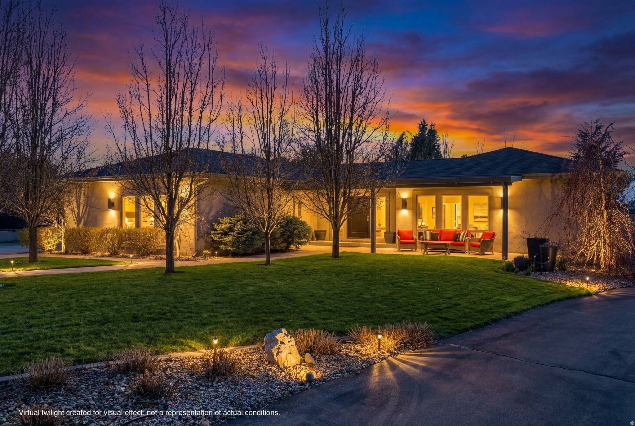 Huge price reduction!!! Incredible investment opportunity with instant equity in this gorgeous one of a kind home!   Stunning custom contemporary home tucked away in a quiet cul-de-sac in desirable Mapleton. Thoughtfully designed to capture natural light, this home features an impressive central atrium that creates a bright, airy feel throughout the living spaces. The open-concept layout highlights clean architectural lines, expansive windows, and a seamless flow between indoor and outdoor living. The primary suite serves as a true spa-like sanctuary, offering a peaceful retreat. Enjoy a spacious bedroom filled with natural light, complemented by a luxurious bathroom designed for relaxation with spa-inspired finishes, creating the perfect space to unwind and recharge. Step outside to a private backyard oasis surrounded by mature landscaping. The property includes a greenhouse and dedicated garden space, ideal for gardening enthusiasts or anyone who appreciates sustainable living and peaceful outdoor spaces. Additional bedroom is thoughtfully designed for comfort and privacy, including its own attached bathroom, making it perfect for guests. This one-of-a-kind home blends modern architecture, natural light, and private outdoor living in a quiet Mapleton cul-de-sac-offering both sophistication and tranquility in a truly special setting.