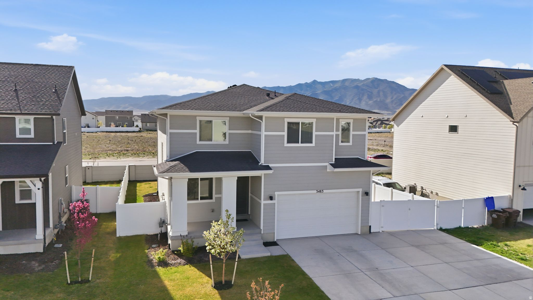 Spacious, thoughtfully designed floor plan loaded with upgrades and exceptional functionality. This home offers a 2 car garage plus an extended driveway accommodating up to 4 vehicles, with additional gated access leading to extended parking. Inside enjoy quality finishes and modern conveniences including quartz countertops, soft close cabinetry, abundant counter space, solar shades in main living areas, an oversized water softener, reverse osmosis system, and tankless water heater. The partially finished basement includes a gym area. Outside enjoy a large 12 X 16 covered gazebo perfect for relaxing or entertaining, while the fully landscaped yard features sod and an automated sprinkler system.