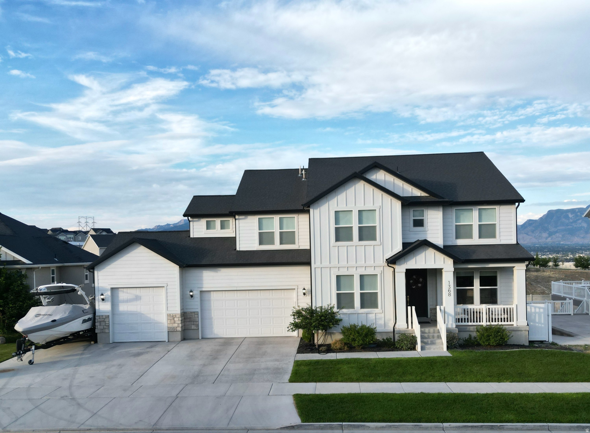 **COMING SOON** Open house Saturday 7-18-2026 11:00-2:00 Beautiful 4735 square foot home on a flat fully usable lot with no backyard neighbors and incredible unobstructed views of the Wasatch  Mountains and Utah Lake.  This well cared for home offers a rare combination of of space, privacy, entertainment features, and everyday function.  Inside, the layout is spacious and flexible with 4 bedrooms upstairs, 2 additional bedrooms in the finished basement plus an office on the main level.  The main floor includes a living room and beautiful kitchen with cabinets extending all the way to the ceiling for extra storage and a clean upgraded look with tile backsplash.  Full daylight  walkout basement is bright, open, and designed for gathering.  Large theater room with full surround sound and subwoofer, perfect for movie nights, game days, or entertaining.  One of the basement rooms can function as a home gym or be used as a sixth bedroom depending on your needs.  Outside, enjoy a flat, usable backyard with unobstructed mountain and lake views.  The retention area behind the home provides added privacy with no backyard neighbors.  The yard also includes a basketball court with an in ground hoop along with an RV pad for extra parking or recreational storage.  Additional features include a finished laundry room, water softener, and a 9' three car garage door.  Seller is offering $10000 IN SELLER CREDITS!  May be used toward an interest rate buy down or closing costs.  Spacious layout, 100% finished basement, private backyard, walk out basement, RV parking, and incredible views make this home a standout in the neighborhood!  Square footage figures are provided as a courtesy estimate only and were obtained from Seller.  Buyer is advised to obtain an independent measurement.