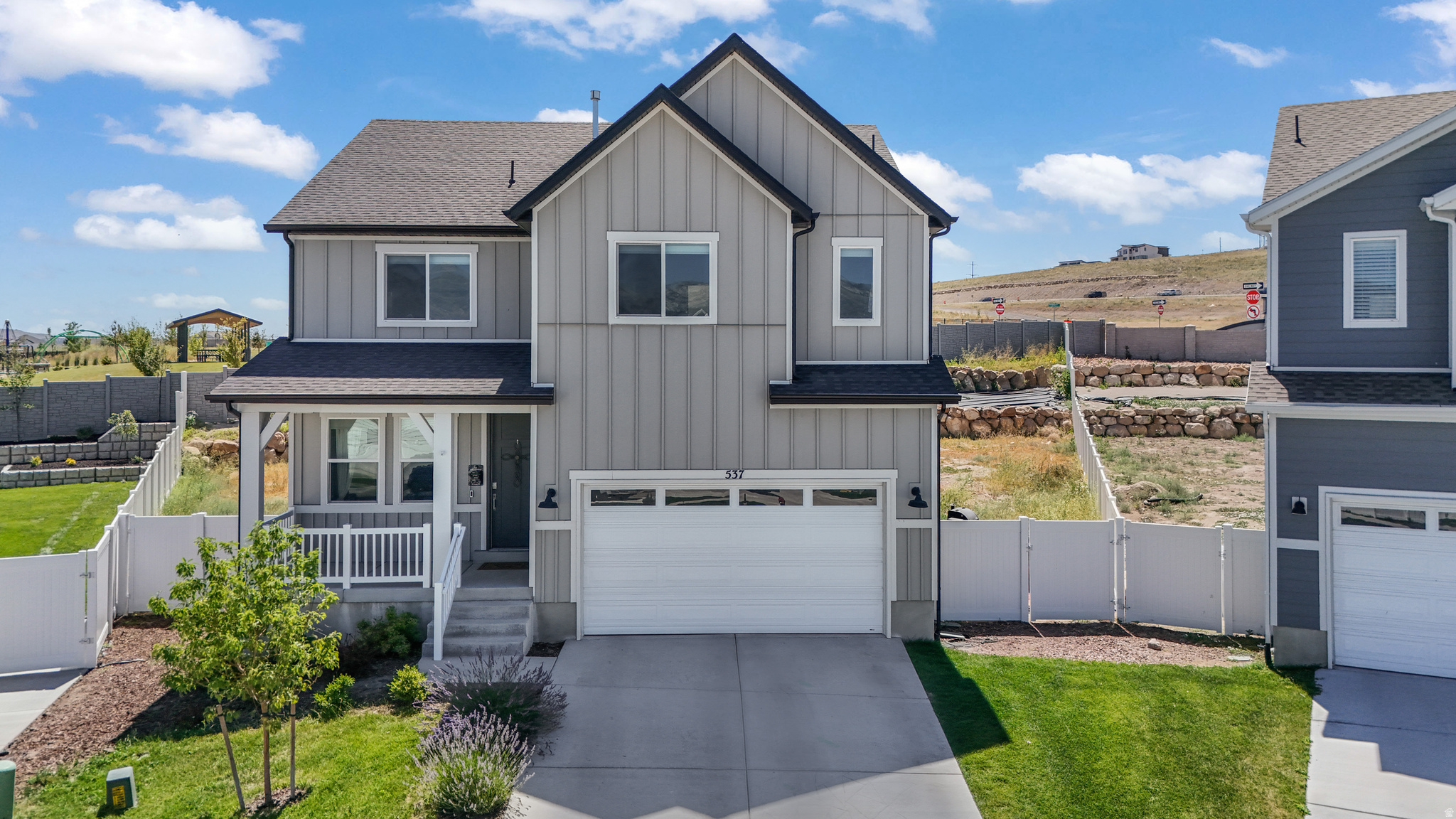 Amazing location!  Easy access to I-15, Silicon Slopes, and the Mountain View Corridor.  Large pie-shaped lot, one of the biggest in the neighborhood.  The home is light and bright with an open concept floor plan.  The kitchen has beautiful white quartz countertops, a huge island, a large pantry, and a dining area. and spacious.  Enjoy the use of the playground, off-leash dog park, pickleball courts, and a community reservoir.   This is a Lennar Homes Mesa floor plan.  This information is provided as a courtesy only.  The buyer is to verify all information, including, but not limited to, sq. ft., room sizes, lot sizes, HOA information, etc. no later than the agreed upon due diligence deadline.