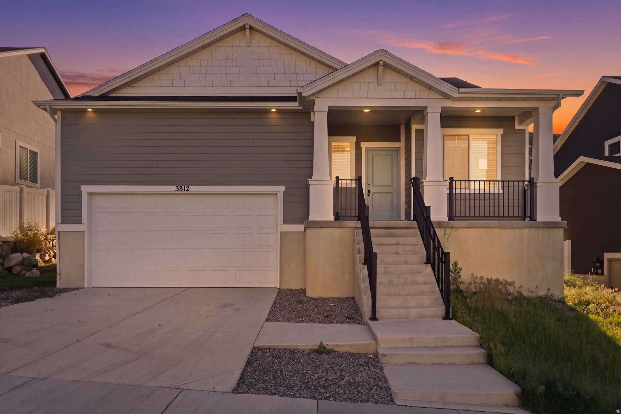 Welcome to this beautiful rambler in the sought-after Little Valley Gateway community! This spacious home offers an open-concept layout with abundant natural light, stylish finishes, and room to grow with an unfinished basement already plumbed for future expansion. The modern kitchen features stainless steel appliances, shaker cabinetry, and a large island perfect for entertaining. Relax in the oversized primary suite complete with en suite bath and walk-in closet. Enjoy breathtaking mountain views, a 2-car garage,  and a charming covered front porch. Conveniently located near schools, parks, shopping, and easy freeway access. Don't miss the opportunity to own this move-in ready home in the heart of Magna!