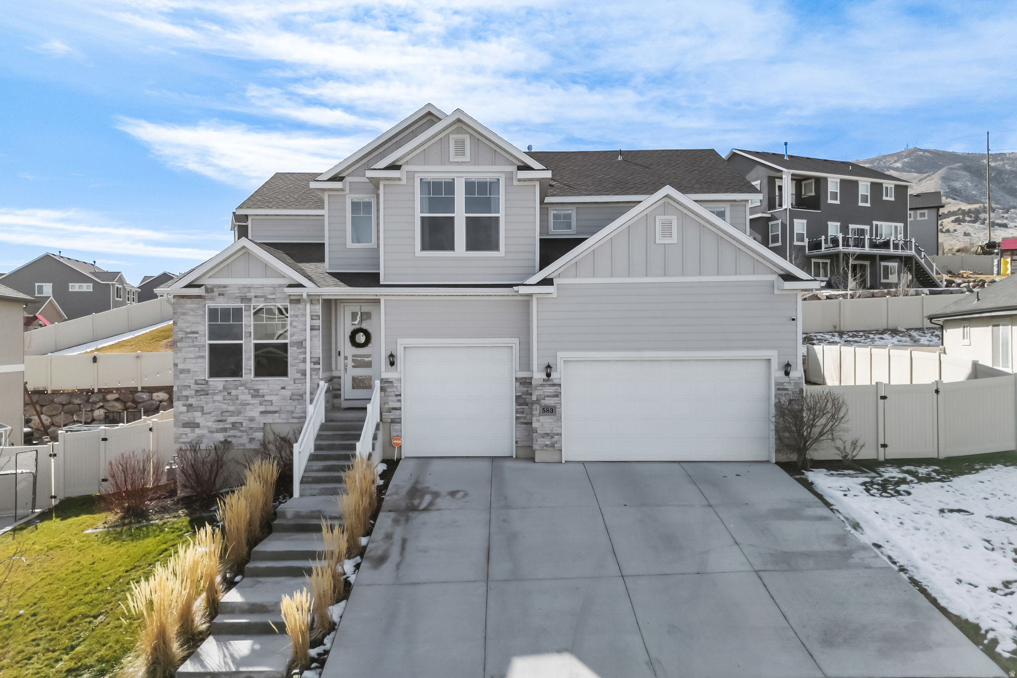**Open House Saturday May 2nd from 1PM- 3PM**  Priced Below Appraisal Value! Step into this beautifully Upgraded 4-bedroom Home located in one of Saratoga Springs' most desirable neighborhoods. The Open-Concept Design is filled with Natural Light, creating an inviting space ideal for both everyday Living and Entertaining. The Spacious Kitchen features Ample Cabinetry, Modern Finishes, and seamless flow into the dining and living areas. The Primary Suite serves as a relaxing retreat with Generous space, a Private Bathroom, and convenient access to the Laundry room. The lower level offers excellent potential for Future Expansion, with room to add Additional Bedrooms and Living space. Enjoy Outdoor Living in the Low-Maintenance Yard, perfect for relaxing and  gatherings. This home features an Extra Deep Garage that accommodates a Full Size vehicle as well. Conveniently situated near Schools, Parks, Shopping, and offering Serene Views of Utah Lake and Wasatch Mountains, this home perfectly blends comfort and lifestyle in a sought-after Utah County Community. The Main Level Office could serve as a potential 5th Bedroom with the Walk-In closet it has. Make sure to visit the virtual sizzle link provided below. https://www.dropbox.com/scl/fi/f16flxl3qroel4tmcflky/583-W-Deer-Mdw-Dr-Saratoga-Springs.mp4?rlkey=1e47wkl2oiv8qzxrd29onhnvt&e=1&st=bb0tcv08&dl=0     Buyer's responsibility to verify all and obtain own independent measurement.