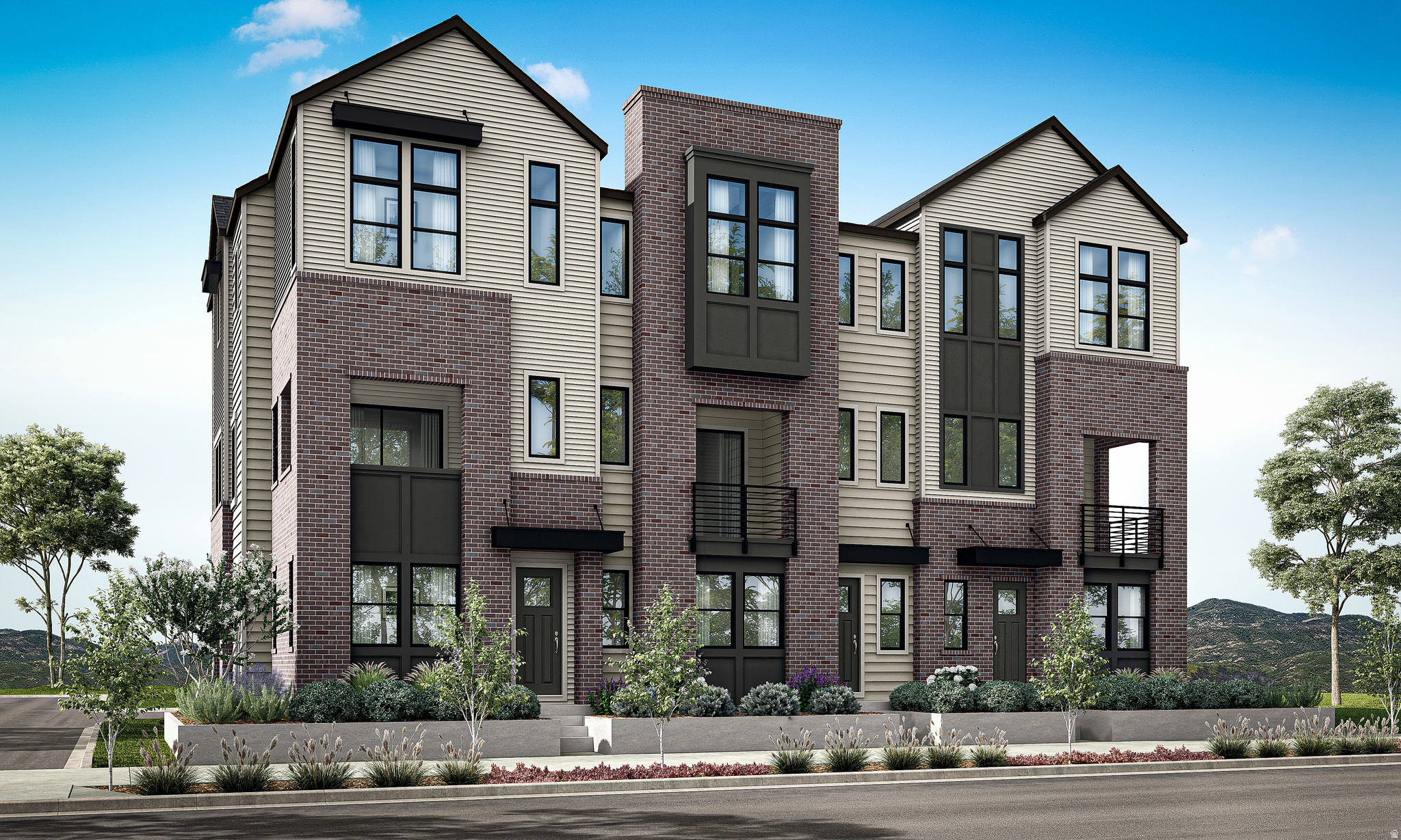 Striking architecture and modern livability come together in this refined brownstone at Aspire at Holladay Hills. Designed with intention and filled with natural light, the home blends elevated style with everyday ease. The main level welcomes you with soaring 10-foot ceilings and expansive living spaces ideal for gathering and entertaining. A chef-inspired kitchen features a walk-in pantry and a convenient home management center, flowing effortlessly into the dining area and great room. Wide stairways enhance the open feel, while covered outdoor living extends your space for year-round enjoyment. Upstairs, three generously sized bedrooms provide comfort and privacy. The primary suite is a true retreat, highlighted by impressive 11.5-foot ceilings and a spa-like bath with dual vanities. The secondary bath also offers dual vanities-an uncommon and highly functional feature that adds everyday convenience. This home is ready to be personalized at the design center. Built by Tri Pointe Homes, Aspire at Holladay Hills presents 57 luxury brownstone-style residences within one of Holladay's most dynamic new walkable communities. Located on the iconic former Cottonwood Mall site, residents enjoy effortless access to boutique shopping, dining, co-working spaces, and stunning Mount Olympus views. With Salt Lake International Airport just 20 minutes away and world-class skiing in the Wasatch Mountains within 25 minutes, this is urban sophistication perfectly positioned for adventure. Square footage figures are provided as a courtesy estimate only and were obtained from Builder. Buyer is advised to obtain an independent measurement.