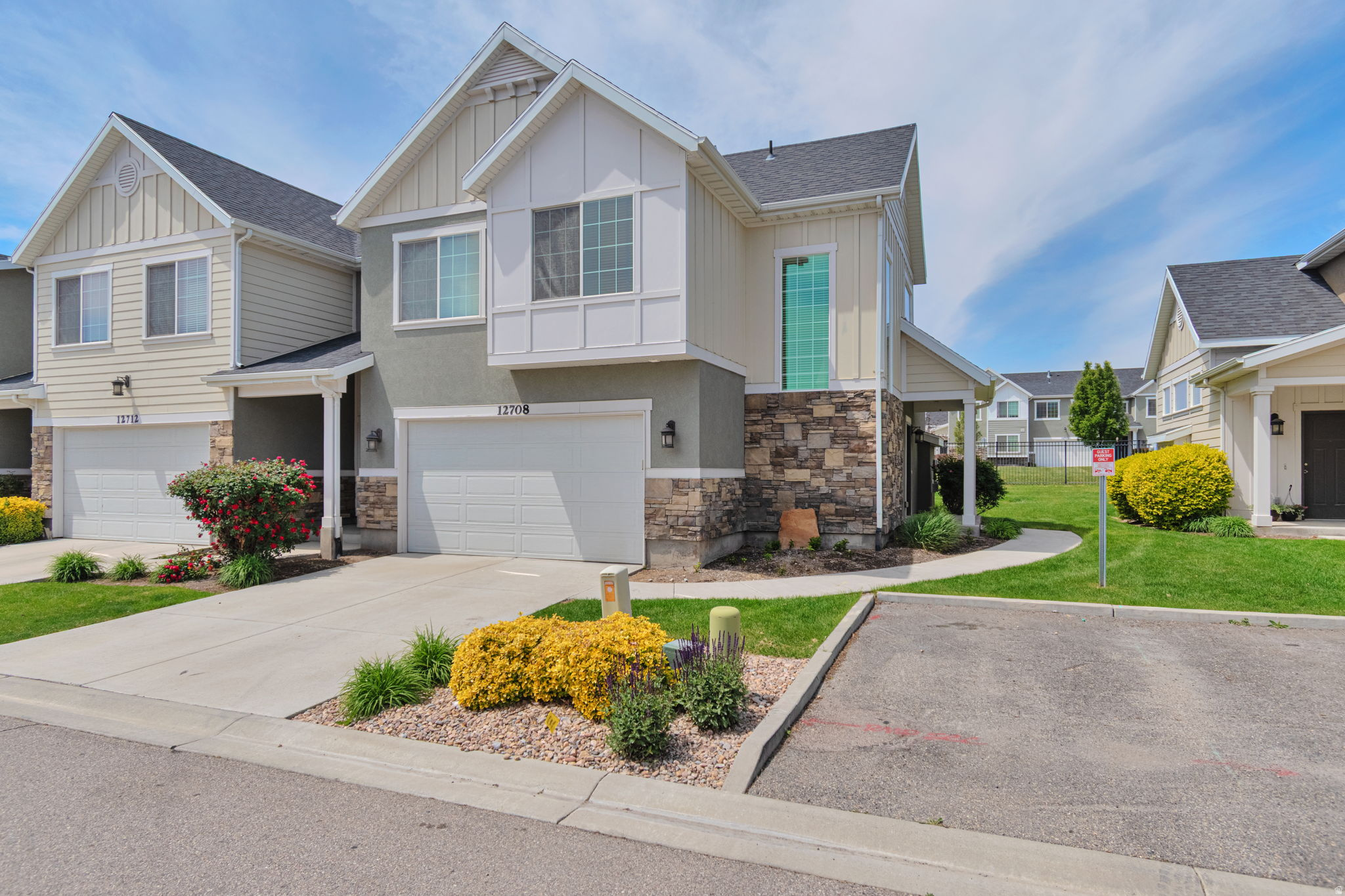 Back on the market, another chance for you to own this beautiful townhome. Step into this stunning end-unit townhome in the heart of Riverton, where an inviting entry and an abundance of windows fill the space with beautiful natural light. The spacious island kitchen is perfect for entertaining, while the large primary suite offers a true retreat with a separate soaking tub, walk-in shower, and double vanity, as well as a walk-in closet.  Freshly painted interiors, new carpet, and a water heater less than three years old add modern comfort and peace of mind, while the included washer/dryer makes this home truly move-in ready.  Unwind in the evenings on your private patio and enjoy the peaceful surroundings. Ideally located near Riverside Golf Course and Riverton City Park, with quick freeway access to I-15 and Bangerter Highway, you'll have shopping, dining, VASA, and entertainment just minutes away. Homes in this sought-after community sell fast-don't miss your chance to own in this quiet neighborhood with low HOA fees!