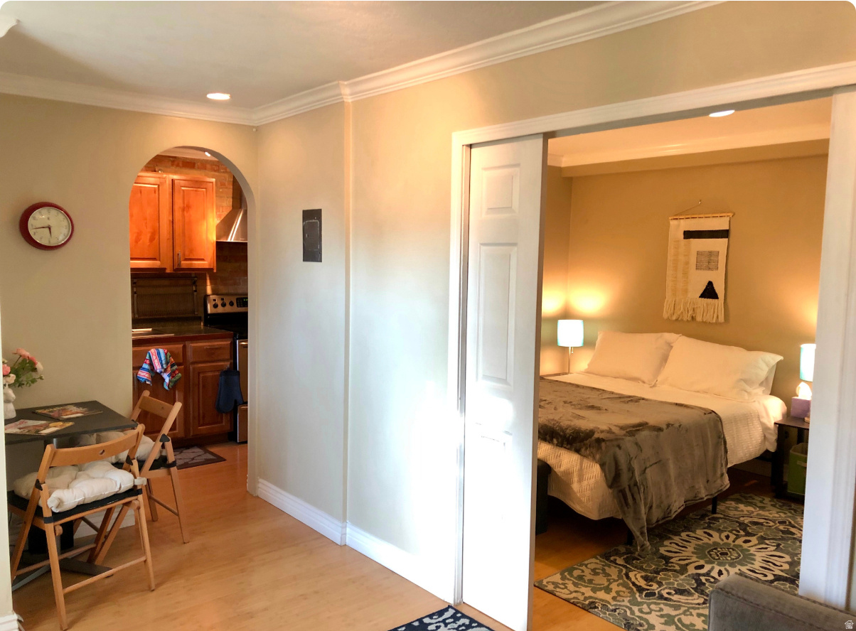 Adorable and affordable! Cute 1-bedroom condo just one block from the University of Utah campus. Rare ground-level unit with a private entrance and no shared walls with adjacent units. HOA covers nearly all utilities, including heat and water-owner only pays electricity. Convenient on-site laundry with newer machines just steps away.  Perfect setup for medical professionals, university staff, faculty, students, or anyone who wants to live in a highly walkable University/Downtown neighborhood. Why pay rent for four years as a student when you can build equity and enjoy the pride of ownership?