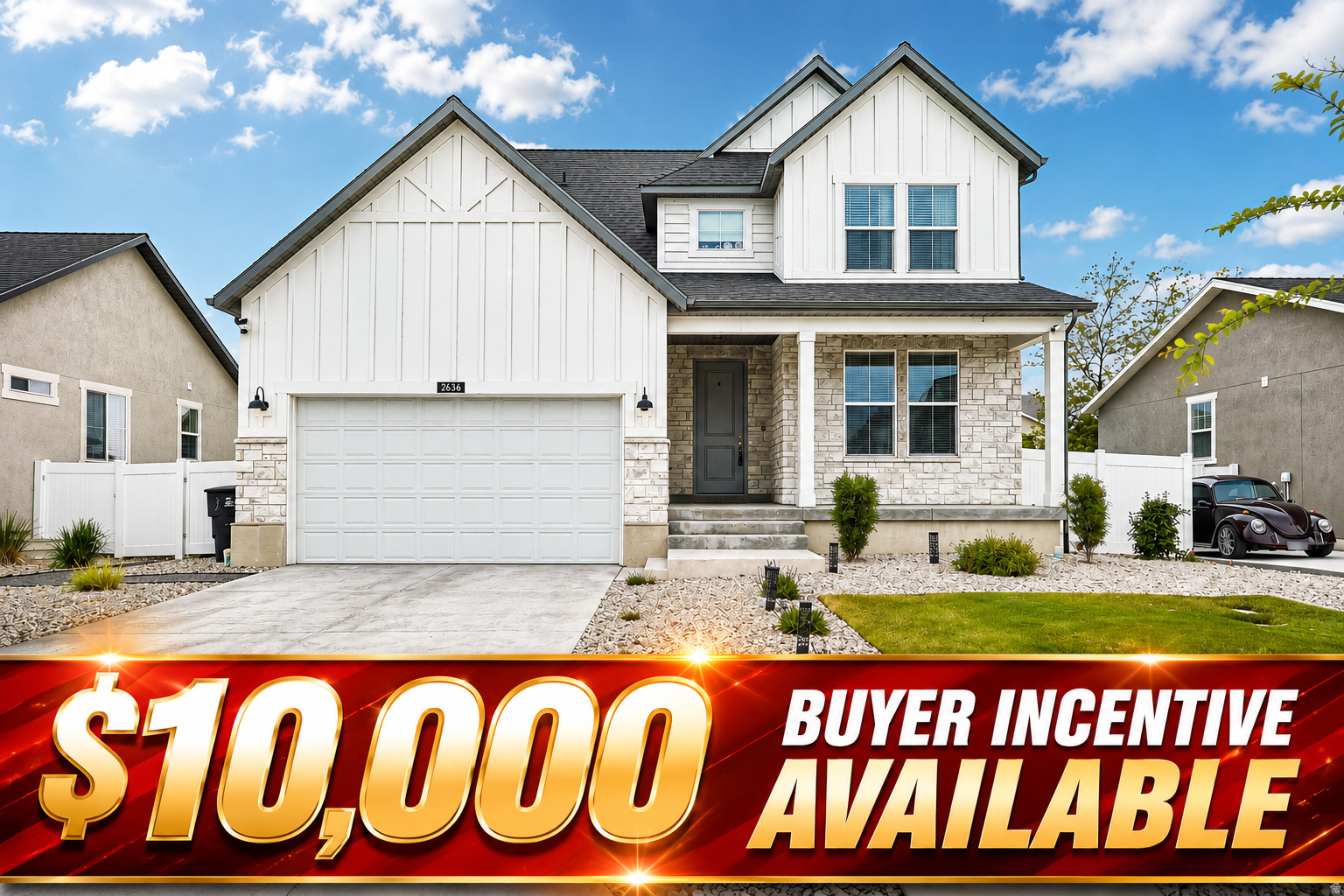 **Price reduced AND $10,000 Buyer Incentive Available** Step into this charming, light-filled, like-new home with inviting spaces and thoughtful upgrades throughout!  A large covered front porch welcomes you inside to a wide entryway, durable LVP flooring, neutral colors, and abundant natural light. The open great room layout feels airy and comfortable with extra can lighting and seamless flow for everyday living and entertaining. The beautiful kitchen features quartz countertops, white cabinets, a huge pantry, and plenty of prep space, all opening to a bright dining area with tall sliding doors to the backyard. A charming mudroom bench adds style and function.  The spacious primary suite offers a large walk-in closet, double vanity, and oversized shower for a relaxing retreat. Outside, enjoy a fully fenced yard with partial xeriscaping for easy upkeep, while the HOA conveniently maintains both the front and back lawn. Cold storage under the porch and an unfinished basement provide plenty of extra storage and room to grow.  Enjoy low-maintenance living with room to grow-schedule your showing today!