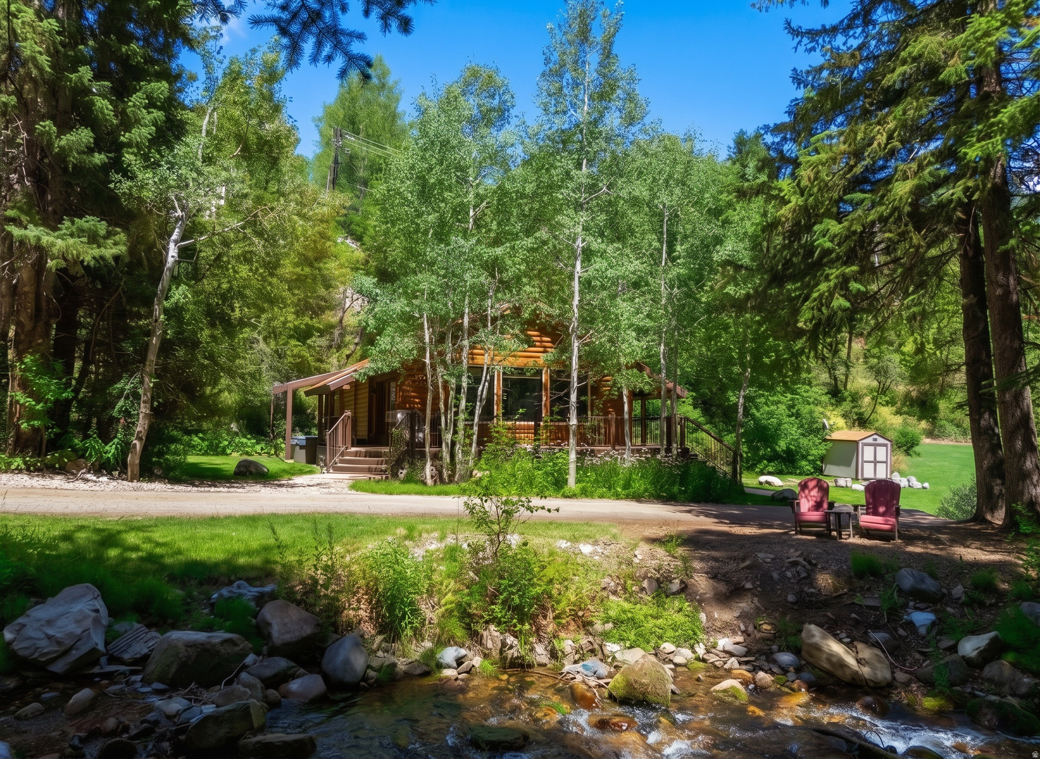 Rare opportunity to own one of Sundance's breathtaking creekside properties. Enjoy a beautifully renovated, turnkey cabin generating strong vacation rental income today while preserving the flexibility to expand or build a larger custom mountain retreat in the future, subject to applicable approvals. This inviting, fully renovated 2 bedroom, 1 bath log cabin is located in close proximity to the Sundance Resort. Listen to the rush of the creek from a large wrap-around deck, or cuddle up in front of a glowing fire after an exhilarating day on the slopes. Spacious 0.47-acre lot with usable yard space on both sides of the cabin. Enjoy this cabin complete with a hot tub where you can relax surrounded by the beauty of the mountains and the peaceful privacy of the forest. Square footage figures are provided as a courtesy estimate only and were obtained from County Records .  Buyer is advised to obtain an independent measurement.