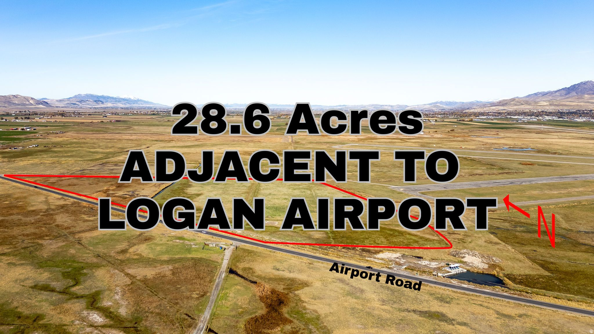 PRICE CHANGE!!  Positioned directly next to the Logan-Cache Airport, at the end of taxiway 523, this 28.6 acre parcel offers potential for aviation-related development or more!  Excellent access and visibility and ample acreage. There are lots of growing possibilities and opportunities! Come see it now! Buyer to verify all.