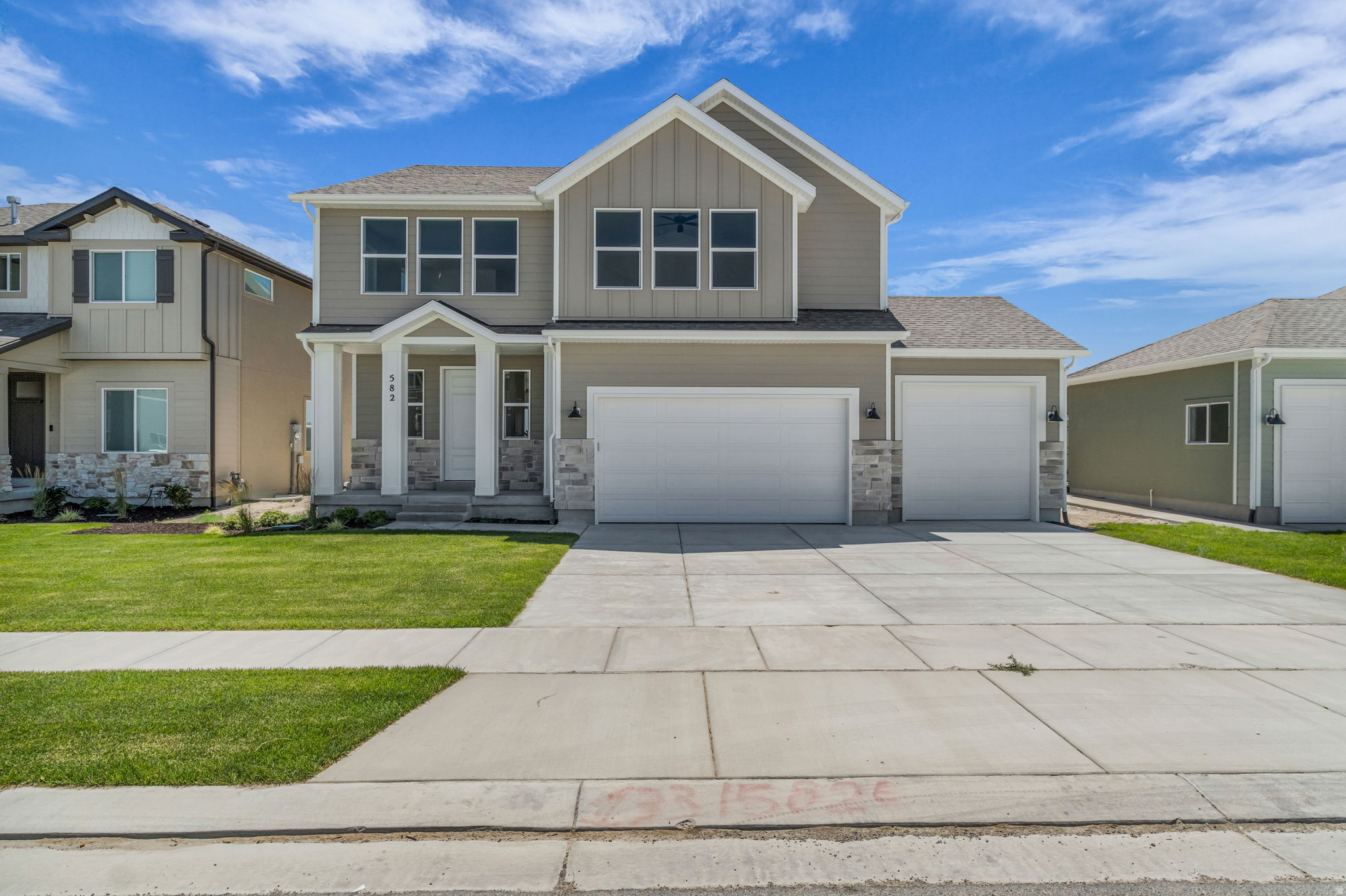 AMAZING $15,000 INCENTIVE TOWARDS CLOSING COSTS, RATE BUYDOWN, OR PRICE REDUCTION REGARDLESS OF LENDER! Must-see Harmony Community in Eagle Mountain! Move-in ready! This beautiful home built by Flagship Homes features 4 bedrooms, 2.5 bathrooms, quartz slab countertops, painted cabinets, laminate flooring on the main level, a large loft on the 2nd floor, landscaped front yard, 3 car garage, and backyard can be landscaped for an additional charge. The primary bedroom has a vaulted ceiling, large walk-in closet, and dual sinks with a soaker tub and dual head shower. With an unfinished basement, this home provides space for storage and room to grow. (If preferred, basement can be finished for an additional charge.) 1GB fiber optic internet included in the HOA dues. Call for more information or stop by our model home at 616 East Nathan St., Eagle Mountain for a tour. Model home hours: Monday-Saturday 10 AM - 6 PM. Buyers to verify all information. Square footage is from house plans.