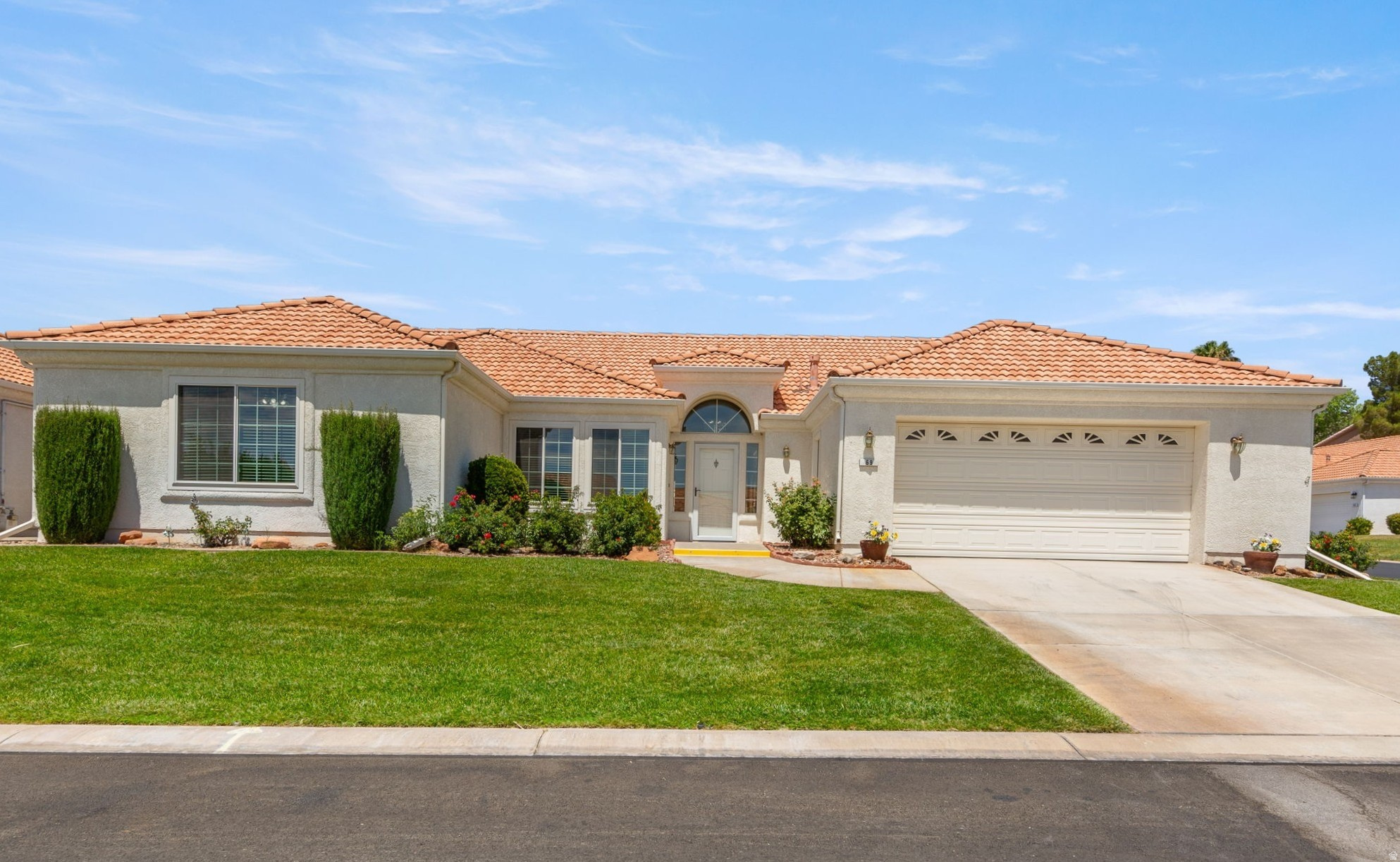Beautifully refreshed single-level home in the sought-after Vista Del Sol 55+ community! Featuring fresh interior paint, luxury vinyl plank (LVP) flooring, plush neutral carpeting, brand new stainless steel appliances, and newer windows, this home offers a clean, modern feel in the most important living spaces. The spacious residence includes 3 bedrooms PLUS a large flex room, ideal for a home office, den, hobby space, or guest retreat. The open, light-filled floor plan provides generous living areas designed for comfortable everyday living and easy entertaining. Enjoy desirable north/south exposure, low-maintenance living, and a 2-car garage. Community amenities include a pool, spa, tennis courts, clubhouse, and future pickleball courts. Ideally located near shopping, dining, golf, and everyday conveniences, this well-maintained home offers exceptional value and the carefree active-adult lifestyle you've been searching for.