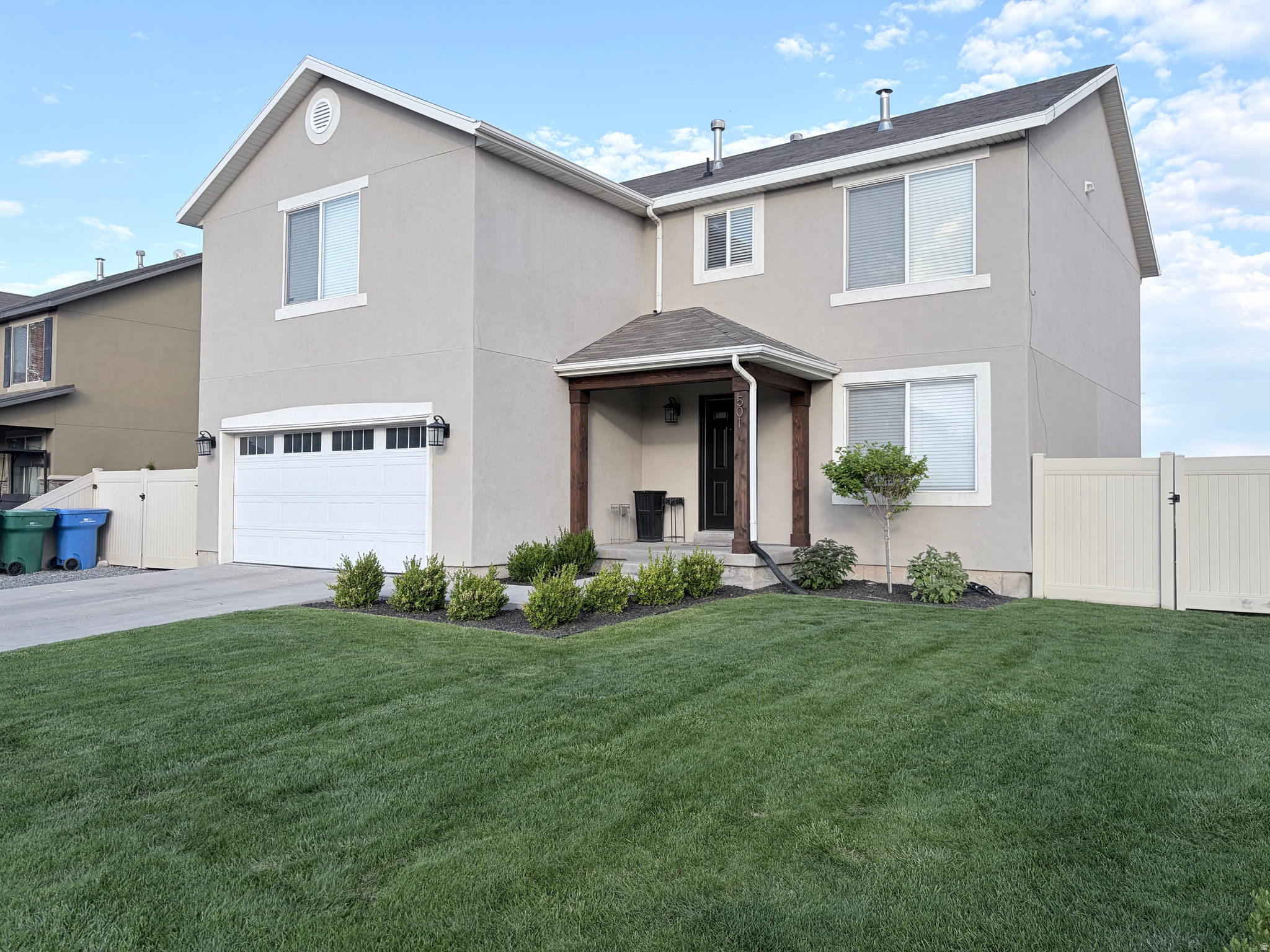 Stunning 3-bedroom, 2.5-bath home with a 2-car garage, oversized kitchen island, modern appliances, and an open-concept layout perfect for entertaining. Spacious bedrooms, upstairs laundry, abundant storage, and a luxurious primary suite. Fully landscaped backyard backs to a large pond with unobstructed mountain views and no rear neighbors-offering privacy, nature, and breathtaking scenery. A rare opportunity to own one of the most desirable lots in the neighborhood!  Square footage figures are provided as a courtesy estimate only and were obtained from county records .  Buyer is advised to obtain an independent measurement.