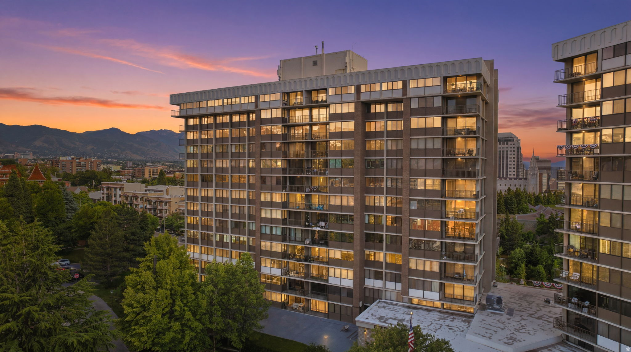 WELCOME to this recently renovated Residence #1201E located in the iconic Zions Summit Building, a beautifully renovated 12th-floor condominium offering 2,195 square feet of refined living space. This exceptional 3-bedroom, 3-bath residence showcases new paint, new carpet in the bedrooms, crown moldings, and a gas fireplace, creating an inviting living space.  Experience luxury high-rise living at its finest in one of Salt Lake City's most recognizable residential landmarks. The kitchen has new stainless steel appliances, a walk-in kitchen pantry, a wine bar, and an in-unit laundry with a private entrance. Two private master suites feature walk-in closets, and all bathrooms have been updated with high-end fixtures, walk-in showers, and a relaxing soaking tub. Generous living spaces, hardwood floors, lots of natural light with STUNNING views of the Utah State Capitol, and enjoy the changing seasons from your private patio. The residence enjoys a swimming pool, sauna, gym, party room, and quiet room, as well as secure underground parking with two dedicated spaces and guest parking.  Ideally located just minutes from downtown Salt Lake City, City Creek Mall, Memory Grove Park, City Creek Canyon, Salt Lake International Airport, freeway access, and guest parking.