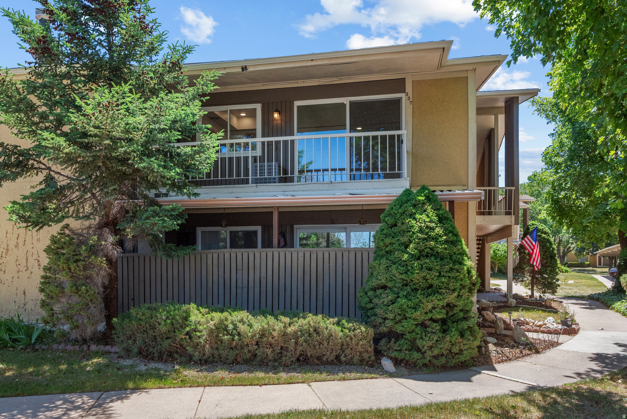 Completely updated and move-in ready condo in a quiet, well-kept Bountiful community! This 2-bedroom, 2-bath home features striking white oak-style flooring throughout, a brand-new kitchen, updated bathrooms, and enhanced lighting for a clean, modern feel. The large primary suite includes efficient closet storage and a redesigned beautiful new shower. The second bedroom offers both hallway and en-suite access, making it ideal for guests, roommates, or an office. Enjoy the deck off the main living area plus added storage in the utility room. The community includes a pool and a separate playground, and is known for its calm atmosphere, mature feel, and pride of ownership. Easy access to all the 500 South dining/shopping and Lakeview Hospital. A great fit for a first-time buyer, downsizer, or anyone looking for a clean, low-maintenance place to call home.