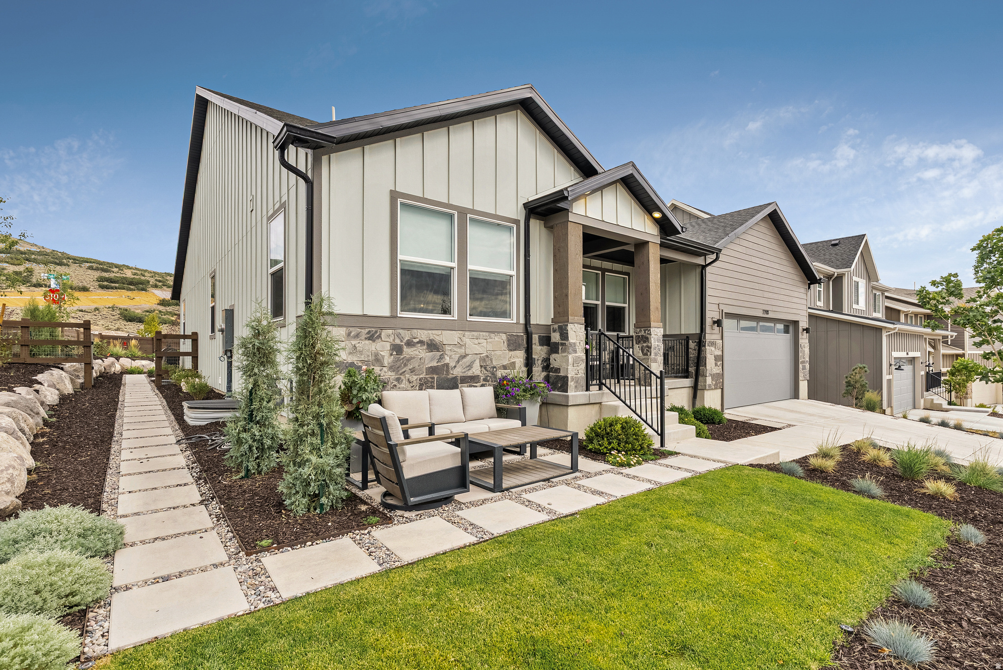 Bright contemporary home featuring 5 bedrooms plus an office and an open floor plan filled with lots of natural light. The main-level primary suite and living space open to a beautifully landscaped backyard with mountain views, ideal for indoor-outdoor living. The lower level offers two additional bedrooms, a spacious family room, a gym that can be converted into an extra bedroom or bunk room, and a ''hidden'' storage/wine/safe room. This home is ideally located across from a park with a playground, near the future Ridge Clubhouse, just 5 minutes from Heber City's Main Street, and 10 minutes to Deer Valley East Village at the Jordanelle Reservoir.  Information is deemed reliable but not guaranteed. Buyer to independently verify all information, including HOA details and square footage.