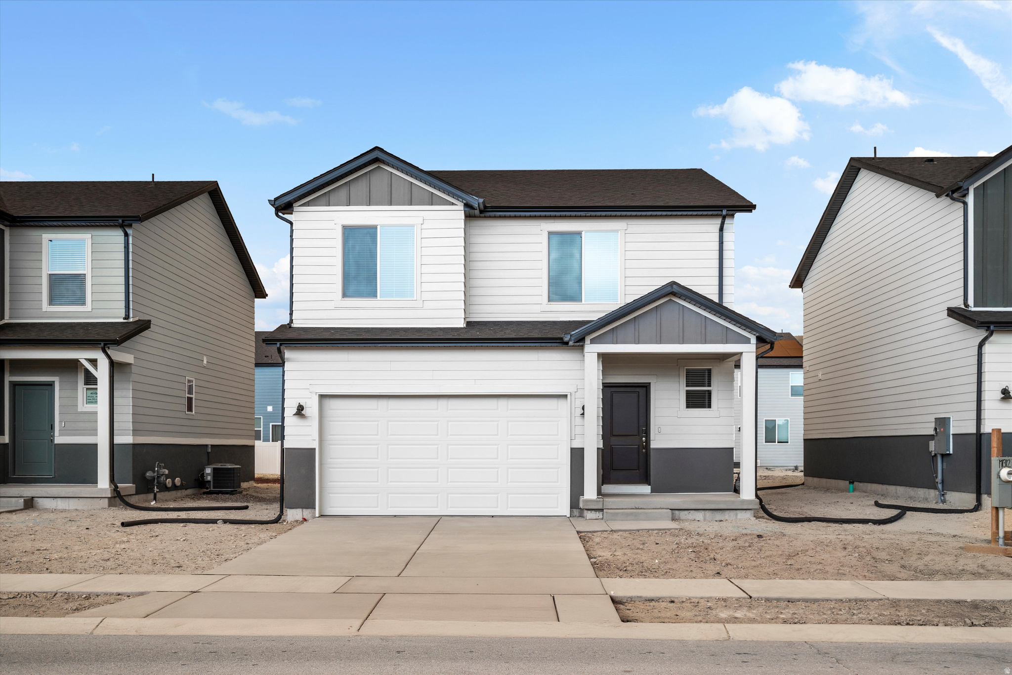 This home boasts open-concept living with a dining and great room connected to the kitchen, with an unfinished basement for future living space. Upstairs, enjoy the loft as a multipurpose space and a laundry room. Move in ready with a washer, dryer, fridge and blinds throughout! Total home approx. sq. ft. 2,585.