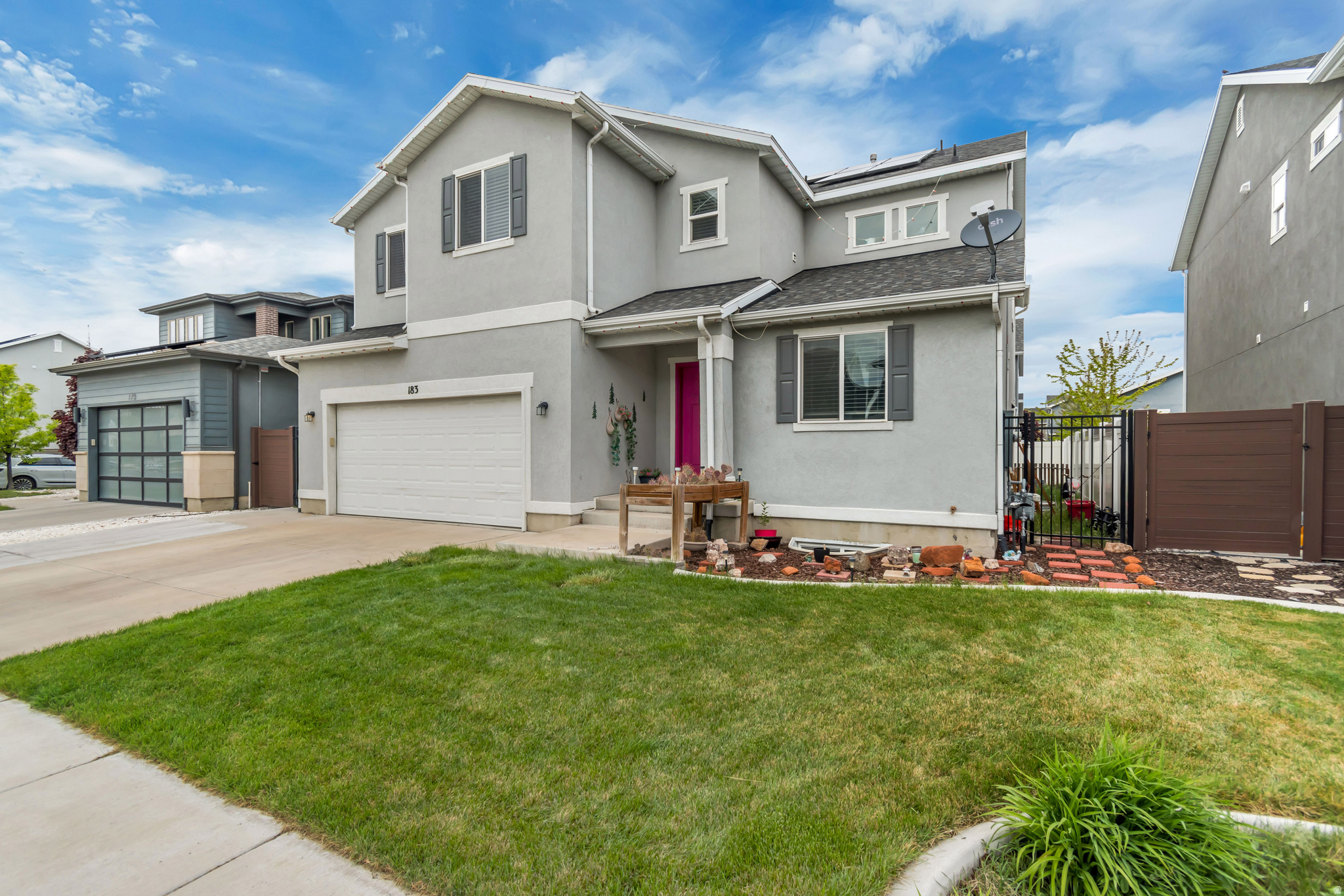 Experience the perfect blend of space, style, and community living in this 5-bedroom, 3.5-bathroom home in the sought-after Cascade subdivision in Vineyard. The open-concept layout with tall ceilings creates a warm, inviting space for both entertaining and everyday living, while recently installed solar panels help reduce energy costs. The second-floor primary suite features a walk-in closet and a private bathroom with a soaker tub, separate shower, and a large closet. Finishes throughout include large kitchen island and a mix of vinyl, LVP, and carpet flooring. The finished basement adds significant living space with a large family room and two additional bedrooms-ideal for guests, a home office, or gym. Enjoy walkable access to the clubhouse, pool, parks, and schools, along with community amenities like trails and recreation areas near Utah Lake. Conveniently located near shopping, dining, and I-15, this home offers comfort, convenience, and a vibrant lifestyle.  Square footage figures are provided as a courtesy estimate only and were obtained from public records.  Buyer is advised to obtain an independent measurement.