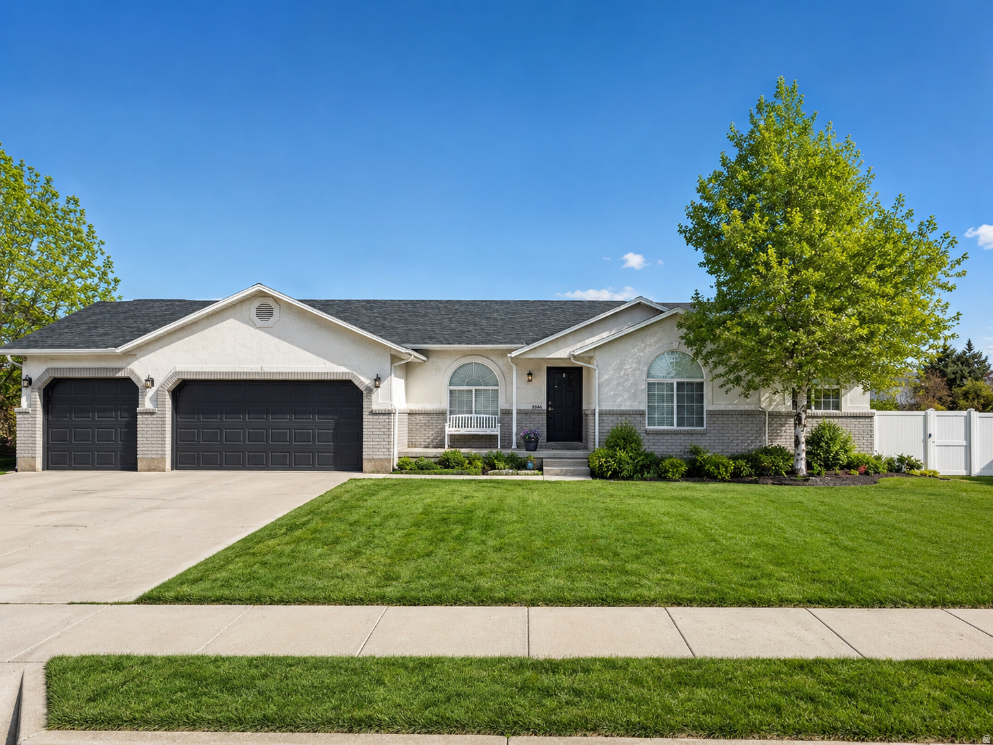 Completely updated main level with amazing upgrades and finishes throughout. The kitchen features quartz countertops, 42" cabinets, a large island with barstool seating, updated flooring, cabinetry, and appliances. The kitchen and primary bath have the look and feel of a model home with today's builder finishes. The primary bath offers a large multi-head shower and beautiful updated design. Main level living with laundry both upstairs and downstairs, 6 bedrooms, and a 3 car garage. One bedroom is plumbed for a beauty salon, offering a great flex space option. The large finished basement includes a spacious family room with room for a game table and tons of storage. Enjoy a fully fenced corner lot with multiple patios, a pergola, newer hot tub, paved fire pit area, and a large storage shed. RV parking is located on the south side of the 3 car garage. Plantation shutters included. Square footage provided as per county records. Buyer to verify all information.  All listing photos have been virtually staged using AI.