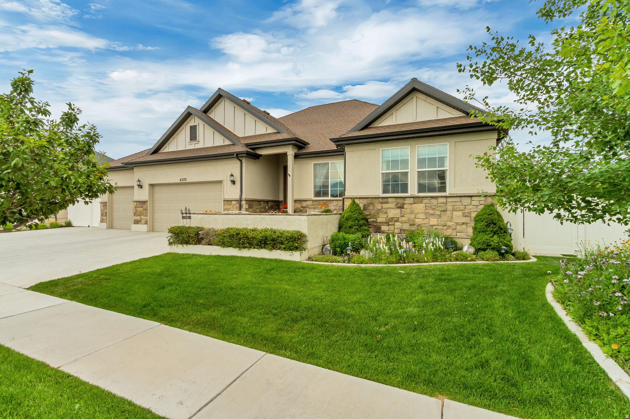 ***Use Seller's preferred lender and receive up to $4,000 in closing costs****Spectacular Mediterranean-inspired home situated on one of the most beautifully landscaped lots in the highly desirable Overland community of Eagle Mountain. Meticulously maintained since it was built in 2017, with no pets, this home is in exceptional condition and reflects true pride of ownership throughout.****Offering 6 bedrooms, 3.5 bathrooms, and a thoughtfully designed floor plan, this home provides plenty of space for both everyday living and entertaining. Just off the entry is a versatile front room that's ideal for a home office, formal sitting room, or den. The spacious great room features a cozy gas fireplace and flows seamlessly into the beautifully appointed kitchen, complete with quartz countertops, an upgraded range, custom vent hood, and an additional kitchenette. In the basement, you'll find a second oversized family room, providing even more space for entertaining, movie nights, a game room, or everyday living.****The backyard is truly one of this home's standout features. Professionally landscaped with mature trees, colorful flowering perennials, custom landscape lighting, water features, a beautiful fountain, firepit, gazebo, and outdoor kitchenette, this private outdoor oasis was designed for both relaxing and entertaining. The fully fenced yard also offers oversized parking and dedicated RV parking.****Additional upgrades include luxury vinyl plank flooring, textured walls, upgraded lighting, a finished and painted 3-car garage with epoxy floors, extensive built-in shelving, an attached storage room addition, a large interior storage room, cold storage, and abundant storage and organization throughout.****Conveniently located just minutes from the new Smith's Marketplace, Lowe's, Corey Wride Memorial Park, schools, restaurants, and other everyday conveniences. Residents also enjoy access to the Overland community clubhouse, swimming pool, parks, playgrounds, walking trails, and riding paths.****With its exceptional landscaping, extensive upgrades, and thoughtfully designed living spaces, this is a home that truly stands apart from the rest. If you've been looking for a property that offers both luxury and functionality, this is one you won't want to miss.****Use Seller's preferred lender and receive up to $4,000 in closing costs****