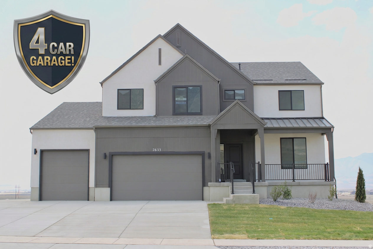 QUICK MOVE-IN! Welcome to your future home in the vibrant new Scarlet Ridge development, just minutes from Eagle Mountain City Center with convenient access to shopping, dining, schools, and stunning mountain surroundings. The seller is currently offering up to $22,000 toward rate buydowns and/or closing costs, plus a dedicated RV pad included at no extra charge. Discover the exceptional Cypress floor plan by Alpine Homes, a Scandinavian-inspired design built for effortless entertaining and everyday living. The open-concept layout features a soaring two-story great room that flows seamlessly into the spacious kitchen, creating the perfect setting for gatherings, family meals, or casual hangouts. The main-floor primary suite feels luxurious with vaulted ceilings, while the spa-like bath includes a soaking tub, walk-in shower, double vanities, and a generous walk-in closet. Set on a half-acre lot, this home offers practical upgrades including a rare 4-car garage, dedicated RV pad, walkout basement for future expansion, and a covered deck to enjoy beautiful mountain views. This home has been fully selected. Buyer to verify all details, square footage, and specifications. QUICK MOVE-IN!