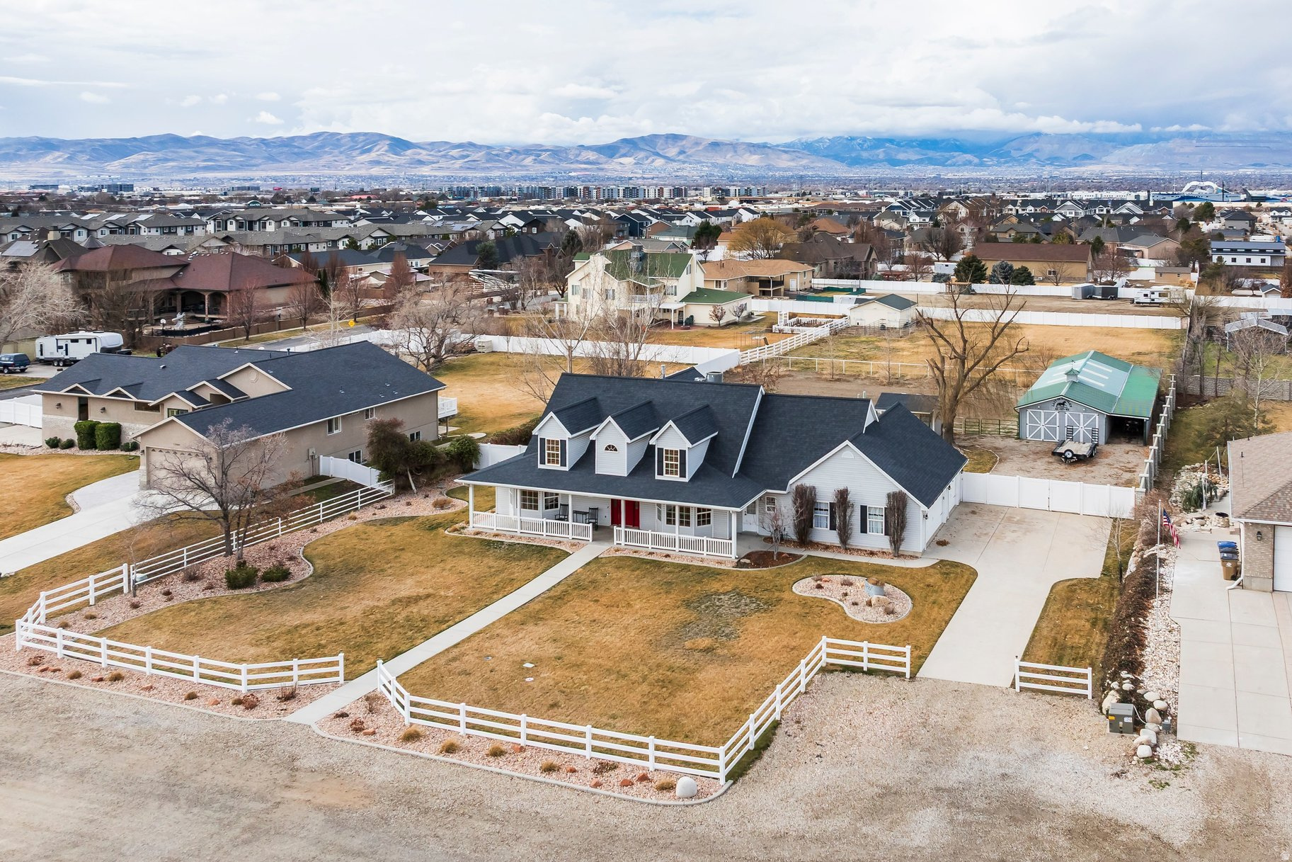 Rare opportunity to own a beautifully maintained0.9-acre horse propertyon a quiet no-outlet lane in Draper Valley. Be close to everything yet offering privacy, space, and convenient access to trails and amenities. This charming two-story home featuresvaulted ceilings, a spacious 2 story great room withstone fireplaceandrefinished maple hardwood floors. The kitchen and dining areas showcase rich wood finishes.Recent updates include refinished hardwood floors (2023), new carpet, dual furnaces (one with humidifier), two rooftop A/C units, and a newer roof. Additional highlights includeplantation shutters, skylights, and a bright sunroom.Equestrian features include a2-stall barn with electricity, water, and phone, tack room,75' covered hay storage, extra garage room, and asprinklered riding arena/turnout. IncludesDraper Irrigation Company water shares. Minutes toI-15, shopping, Silicon Slopes, and nearby equestrian trails.