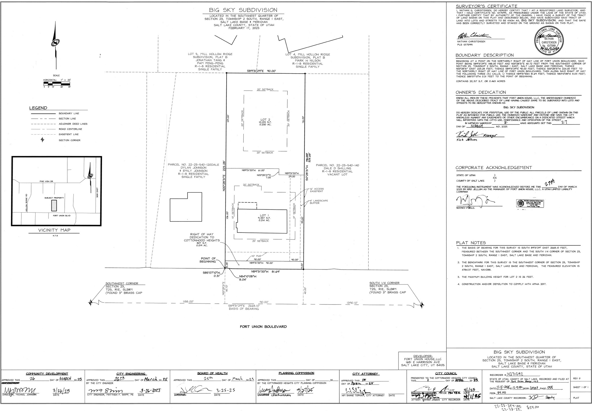 BIG SKY SUBDIVISION - Land