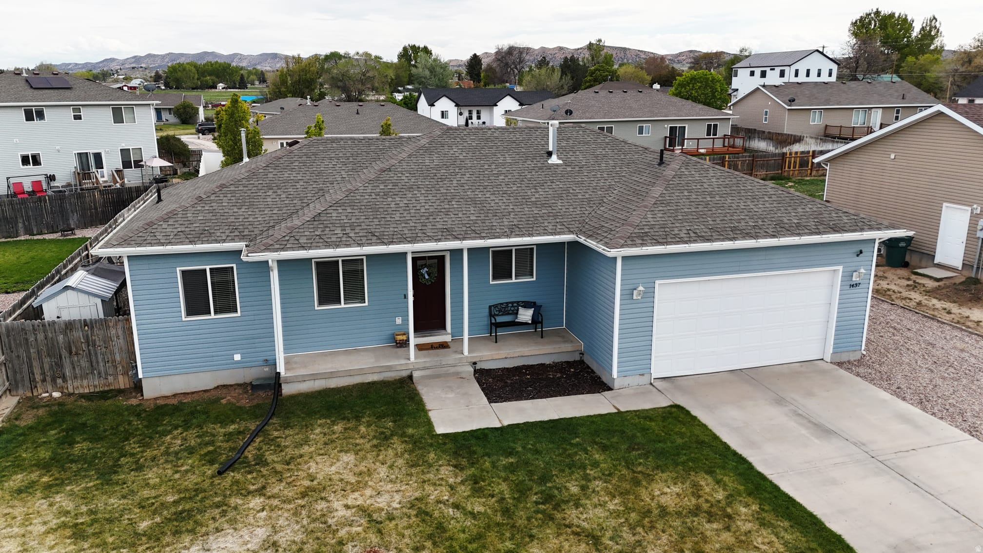 This updated rambler in Vernal's Krystle Home Subdivision offers modern comfort, a functional layout, and a newly finished basement at an approachable price point. The home sits on a 0.21acre lot in a quiet southwest Vernal neighborhood, just minutes from schools, services, and downtown. The main level features about 1,344 sq ft with 3 bedrooms and 2 baths, including a comfortable primary suite, inviting family/living area, and an updated kitchen with granite countertops and modern finishes. Large windows, tile and carpet flooring, and central gas forcedair heating with electric and gas central air keep the home bright, efficient, and comfortable. The basement, finished in May 2026, adds approximately 1,344 sq ft (about 95% complete) with 2 additional bedrooms, a bath, and a generous family/bonus room plus storage. An attached 2car garage, RV parking, and concrete drive provide plenty of room for vehicles and gear. Outside, enjoy full landscaping with curb and gutter, sidewalks, fenced yard, automatic sprinklers, fruit trees, and a designated garden area, along with an open patio for summer evenings. With 5 bedrooms, 3 baths, and roughly 2,688 sq ft, this moveinready home delivers extra space, modern finishes, and a convenient Vernal location. Square footage figures are provided as a courtesy estimate only and were obtained from county records. Buyer is advised to obtain an independent measurement.