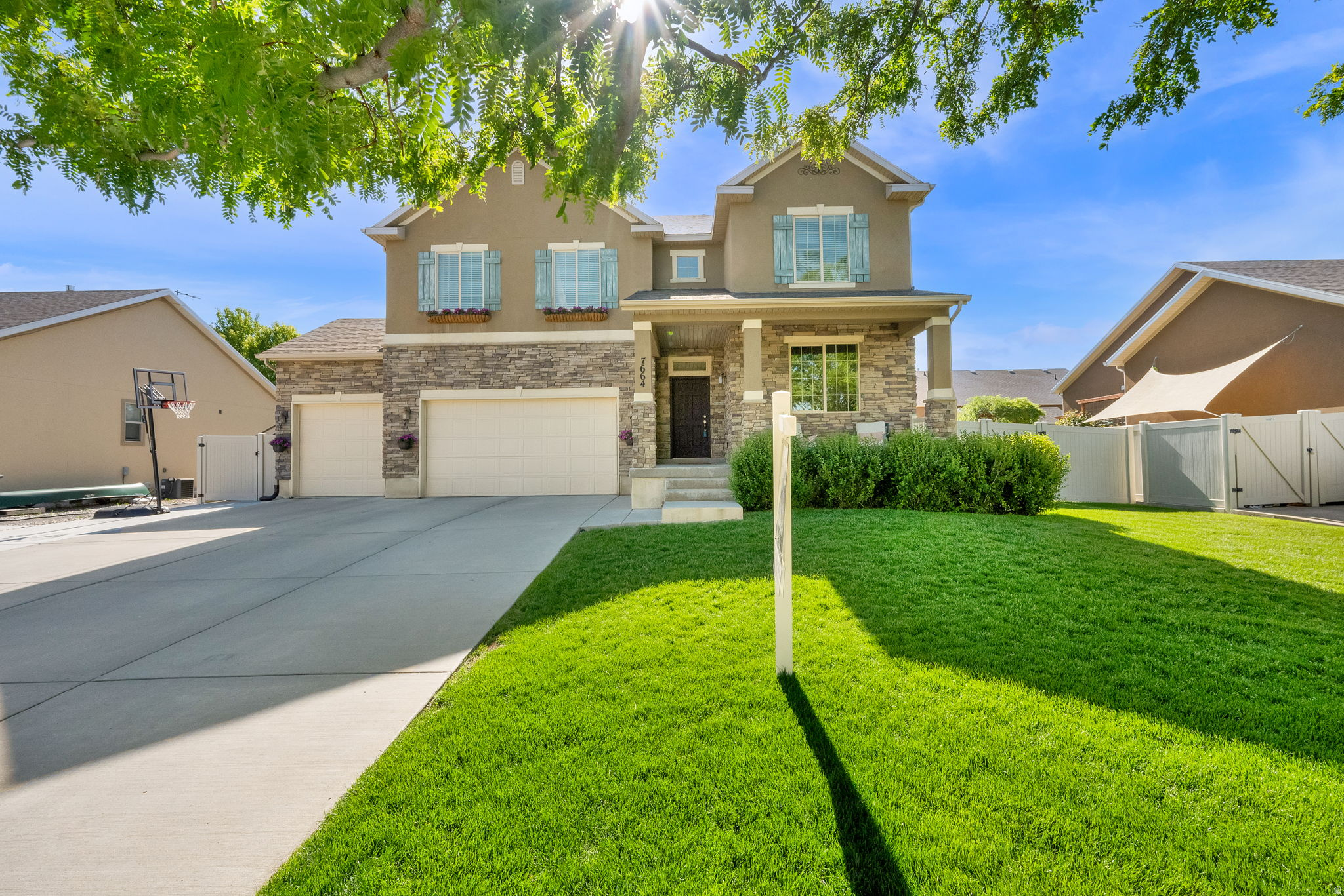 FREE 1-0 interest rate buydown available through preferred lender for buyers who go under contract on or before June 30, 2026, helping reduce monthly payments during the first year. Contact agent for details.  Beautiful home with space to gather, entertain, and grow. Features dual furnaces and dual A/C systems, updated kitchen with newer appliances, gas double ovens, large island, walk-in pantry, and durable wood-style flooring. Open layout with wide hallways and flexible loft perfect for an office, playroom, or second family room. Finished basement includes kitchenette with sink and mini fridge. Oversized 3-car garage, large driveway, abundant storage, storage shed, cozy gas fireplace, and shaded east-facing porch.