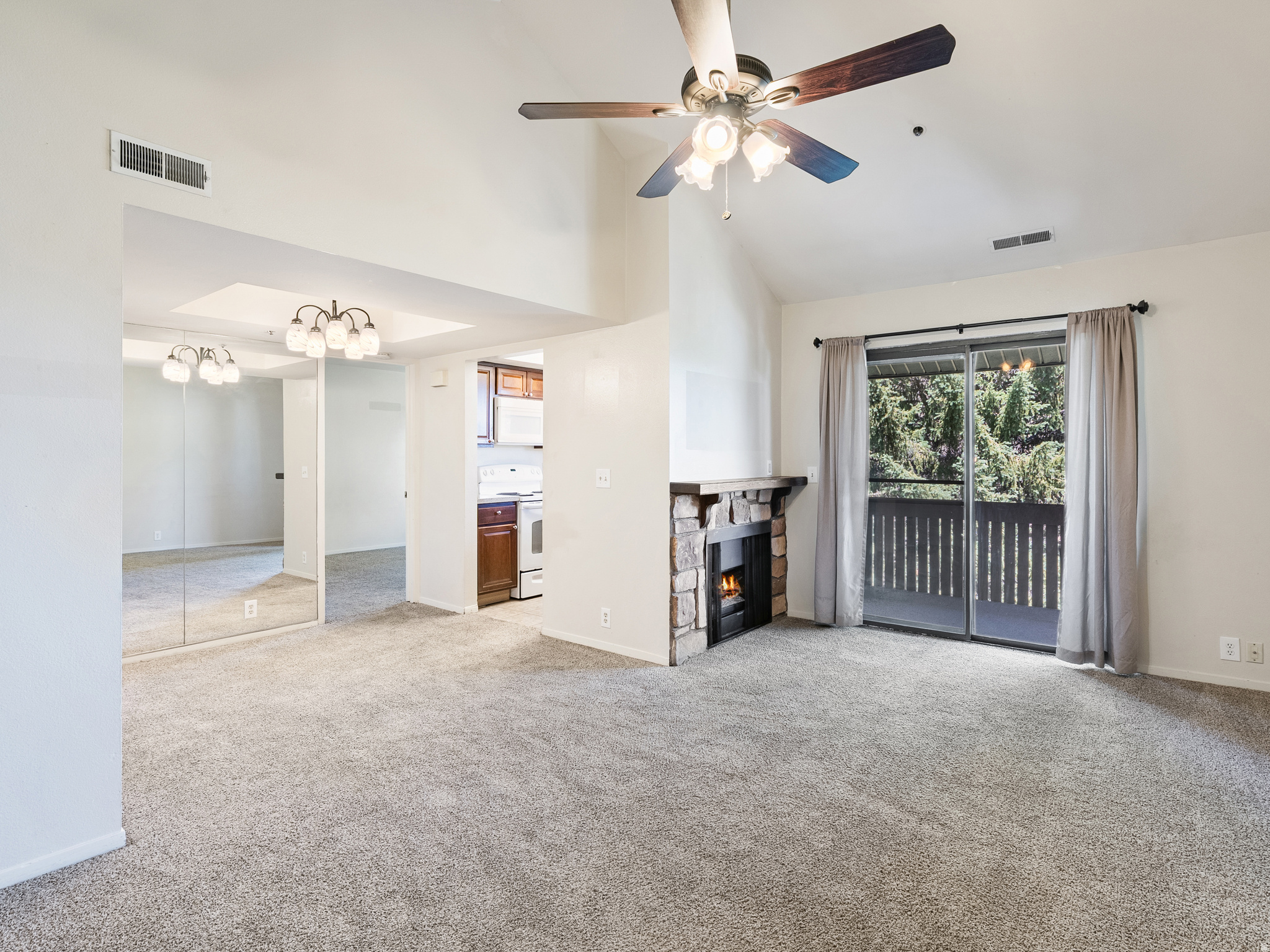 One of the few units at Powder Wood with central AC! New carpet being installed and the unit is being freshly painted. Open floor plan with a cozy gas fireplace, washer and dryer off the kitchen, lots of closet space. Kitchen has updated cabinets and granite countertops. The large balcony extends the living space for relaxation and entertaining. Large storage space assigned to the unit. The community has a seasonal pool, a year round hot tub, a fitness center, volleyball court, barbecue area. Next to hiking trails that lead to Old Town. On the High Valley Transit free bus system. Located in Kimball Junction close to shopping, restaurants, and recreation. Nightly rentals permitted.