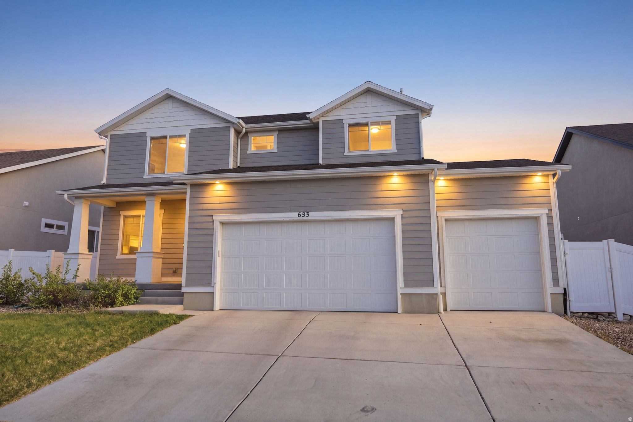 PRICE REDUCED!!! | Well-maintained Craftsman Jefferson floorplan featuring a bright, open-concept kitchen, dining, and family room with excellent natural light and functional flow, along with an office space conveniently located near the entry. The kitchen is a true centerpiece, offering a large island, stainless steel gas appliances, white cabinetry, and dark gray quartz countertops, with 9-foot ceilings and durable laminate flooring throughout the main level.  Upstairs includes all bedrooms, a convenient laundry room, and a thoughtfully designed layout. The primary suite features a spacious walk-in closet with organizer, double sinks, and a separate tub and shower.  Additional highlights include a mudroom with bench, hooks, and cubbies, a bright daylight basement, and a nicely sized lot with usable outdoor space. The home also includes an active radon mitigation system, smart home features.  Square footage figures are provided as a courtesy estimate only and were obtained from a certified appraiser. Buyer is advised to obtain an independent measurement. Buyer to verify all information, including schools.
