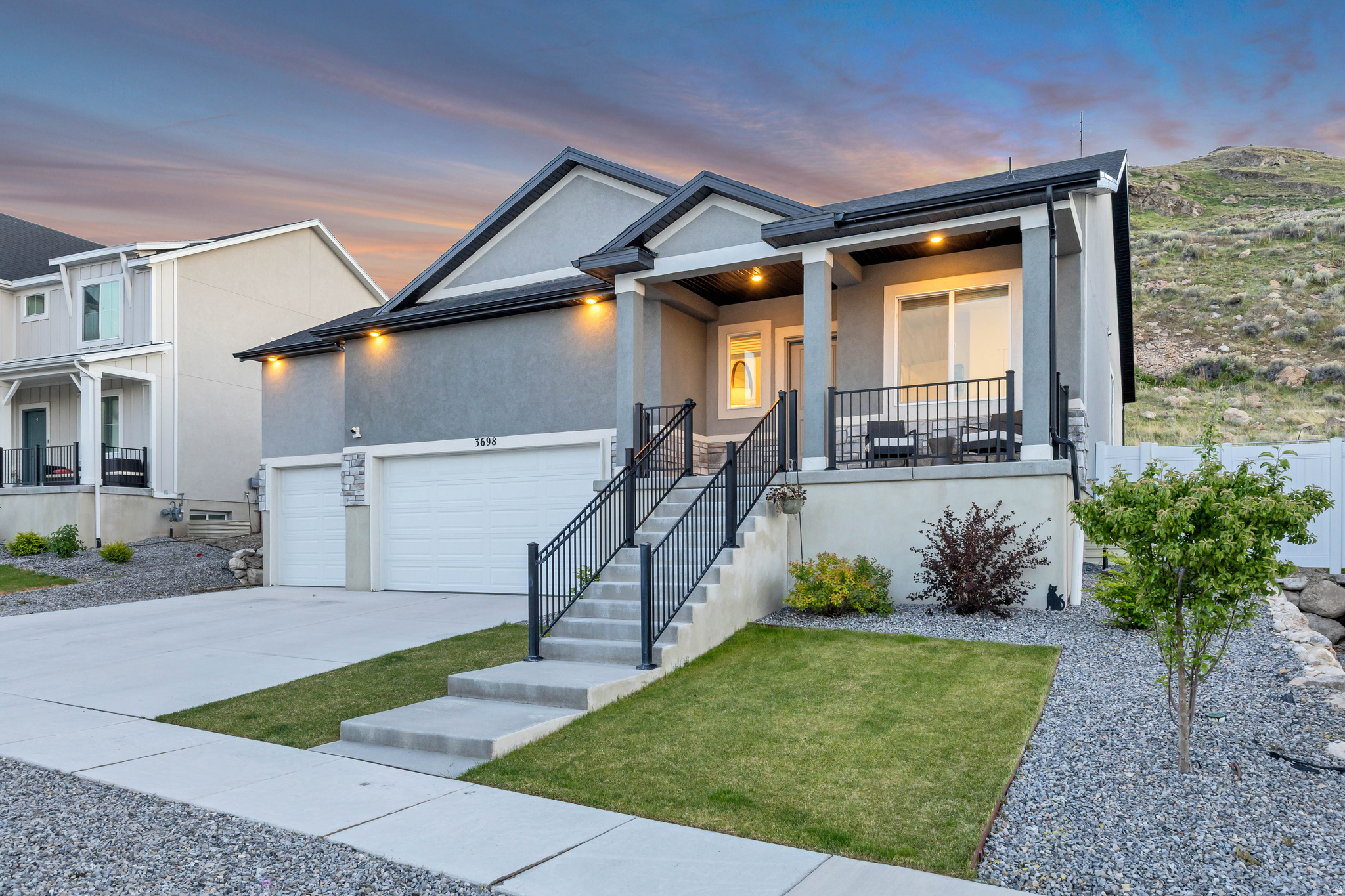 Welcome Home!! You will love this, better than new, rambler set on a lovely perch with valley views and backing a stunning natural landscape. You will love the privacy of no backyard neighbors. You will love the peace of mind, knowing that your home was newly built and ready to last for years to come. The wide open floor plan is perfect for entertaining, at the end of a long day retire to your master suite complete with double vanity and walk in closet. Plenty of room for toys with the extra large 3 car garage. Build equity by finishing the sprawling basement or never worry about storage space again. Come see how much value is packed into this home for the price, while you still can!